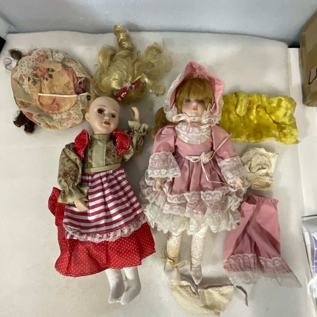 Doll Clothes Lot 2 Dressed Dolls Wigs Dresses Repair Parts - Image 1