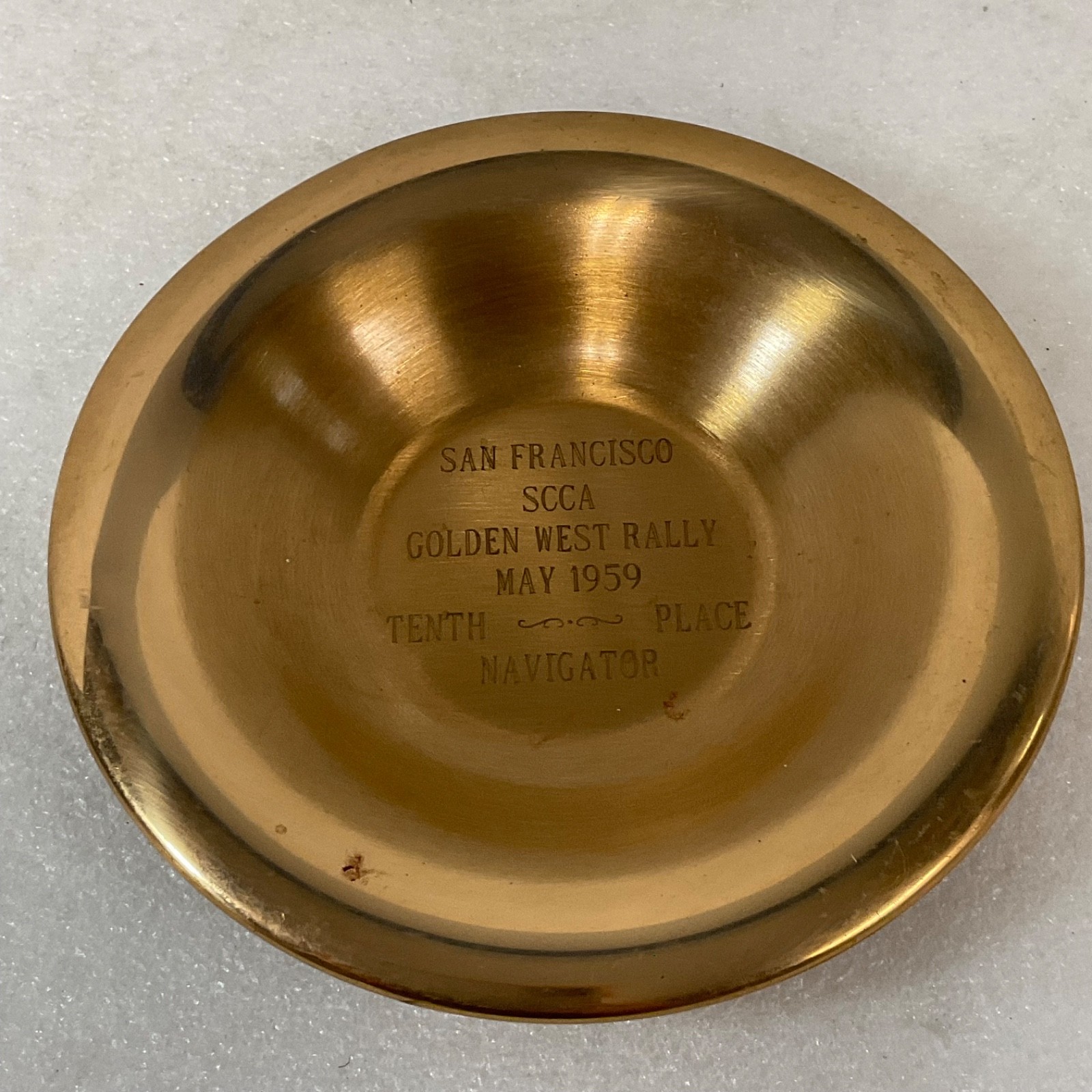 1959 SCCA Golden West Rally Navigator 10th Place Metal Tray 5in - Image 1