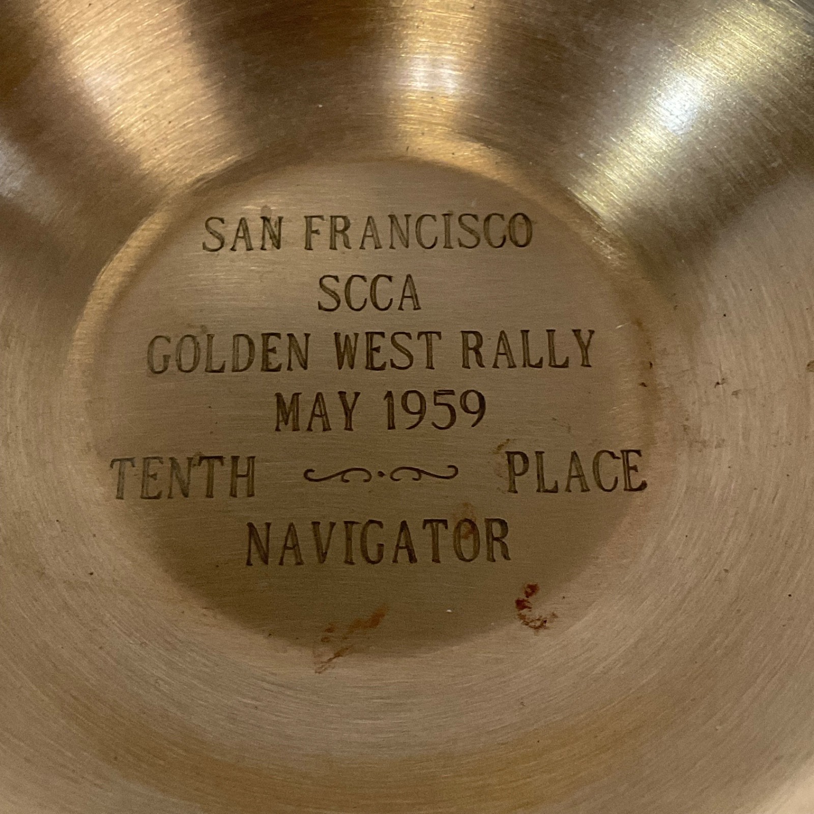 1959 SCCA Golden West Rally Navigator 10th Place Metal Tray 5in - Image 2