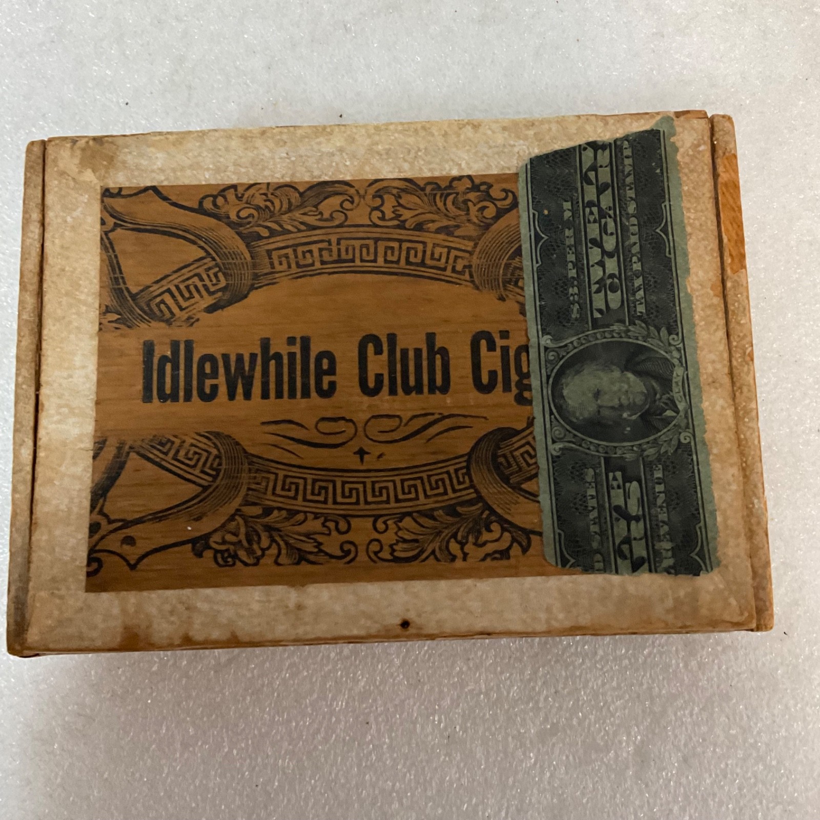 Idlewhile Club Cigars Wood Box 5.25in Factory No 287 Tax Stamp - Image 2