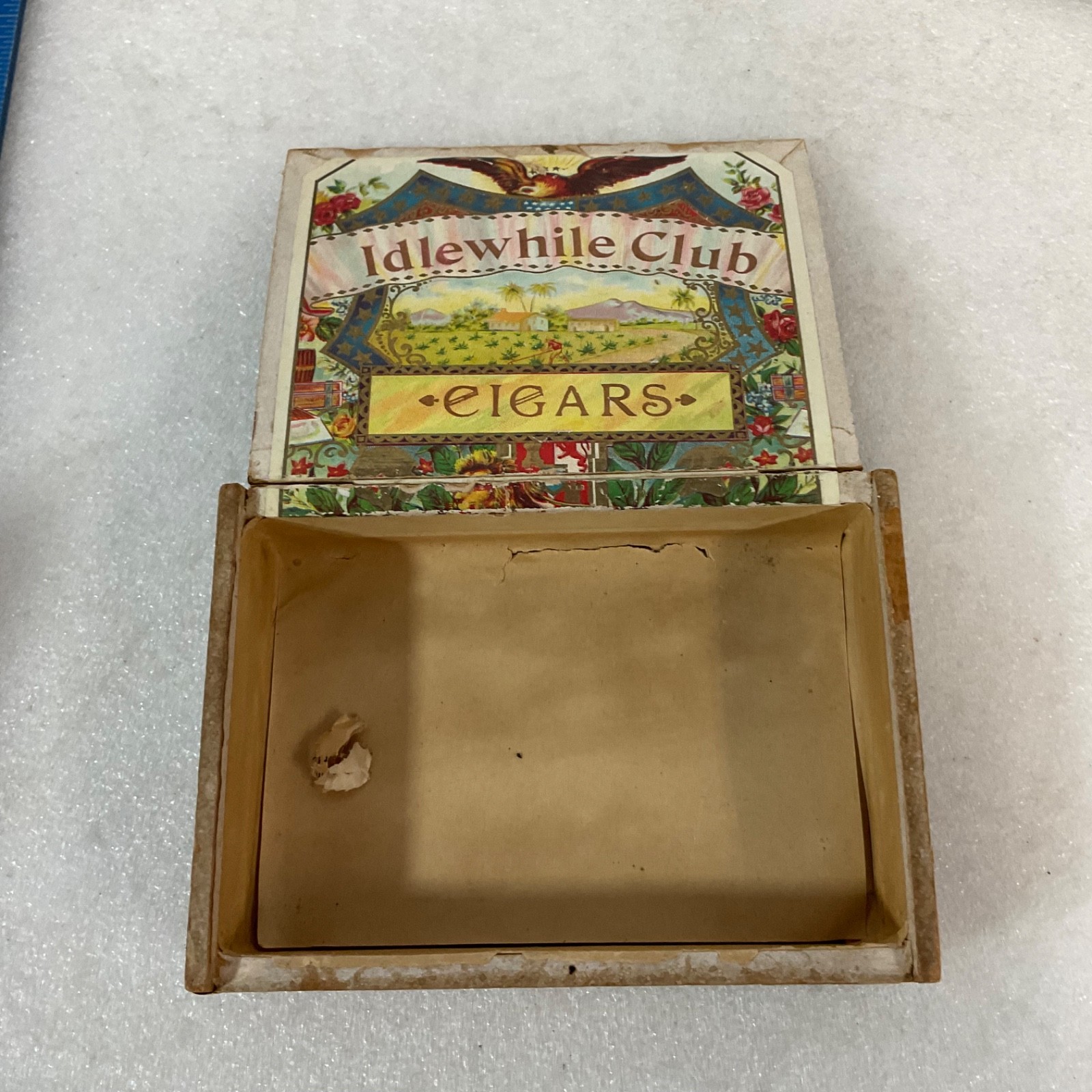 Idlewhile Club Cigars Wood Box 5.25in Factory No 287 Tax Stamp - Image 3