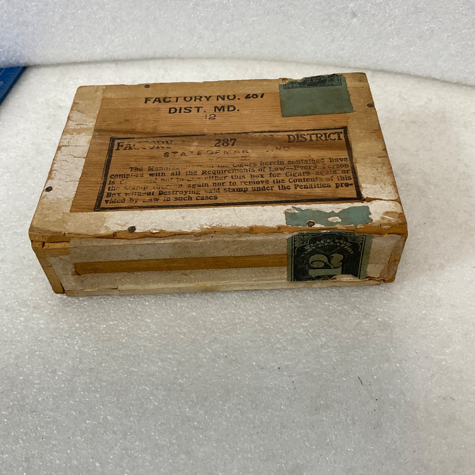 Idlewhile Club Cigars Wood Box 5.25in Factory No 287 Tax Stamp - Image 6