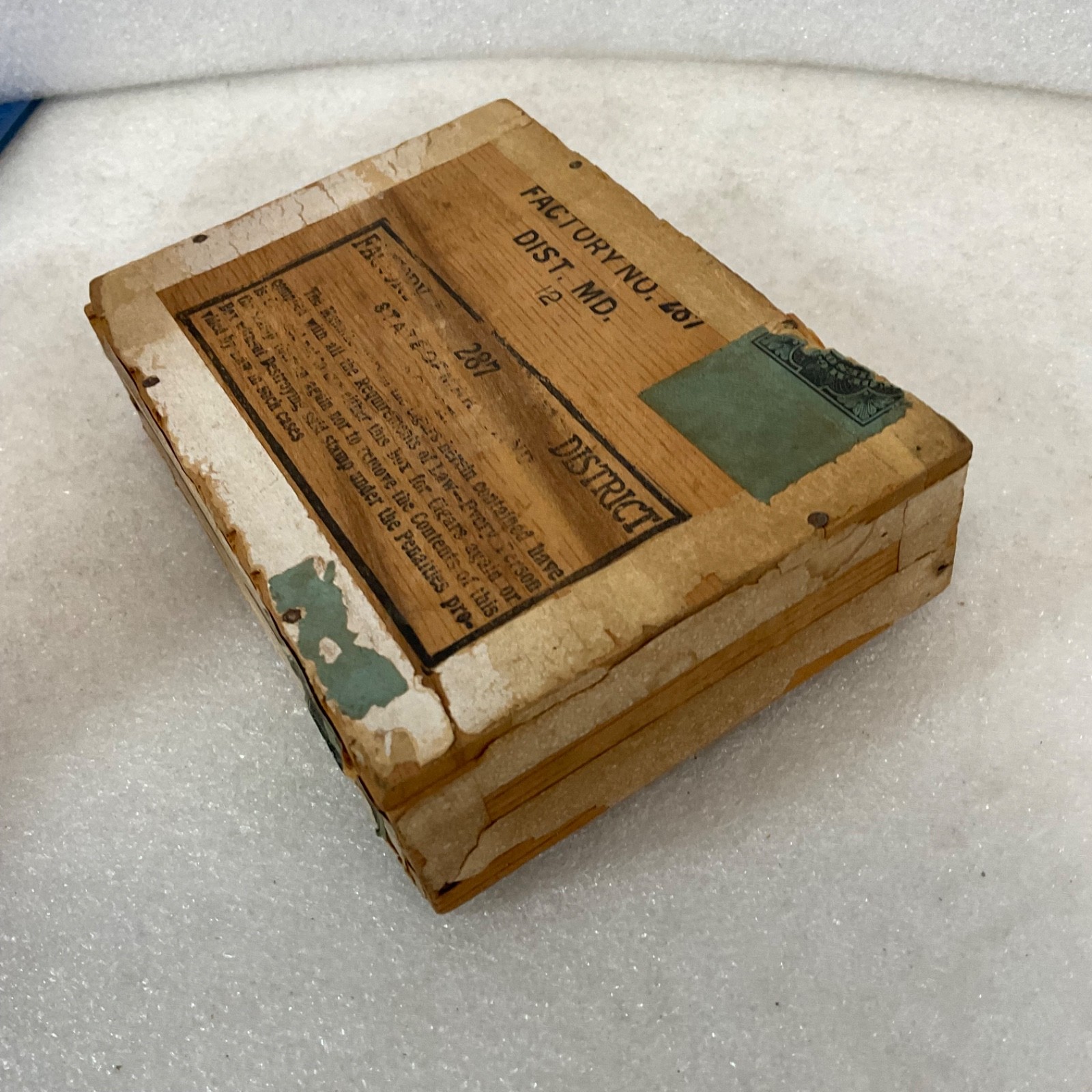 Idlewhile Club Cigars Wood Box 5.25in Factory No 287 Tax Stamp - Image 7