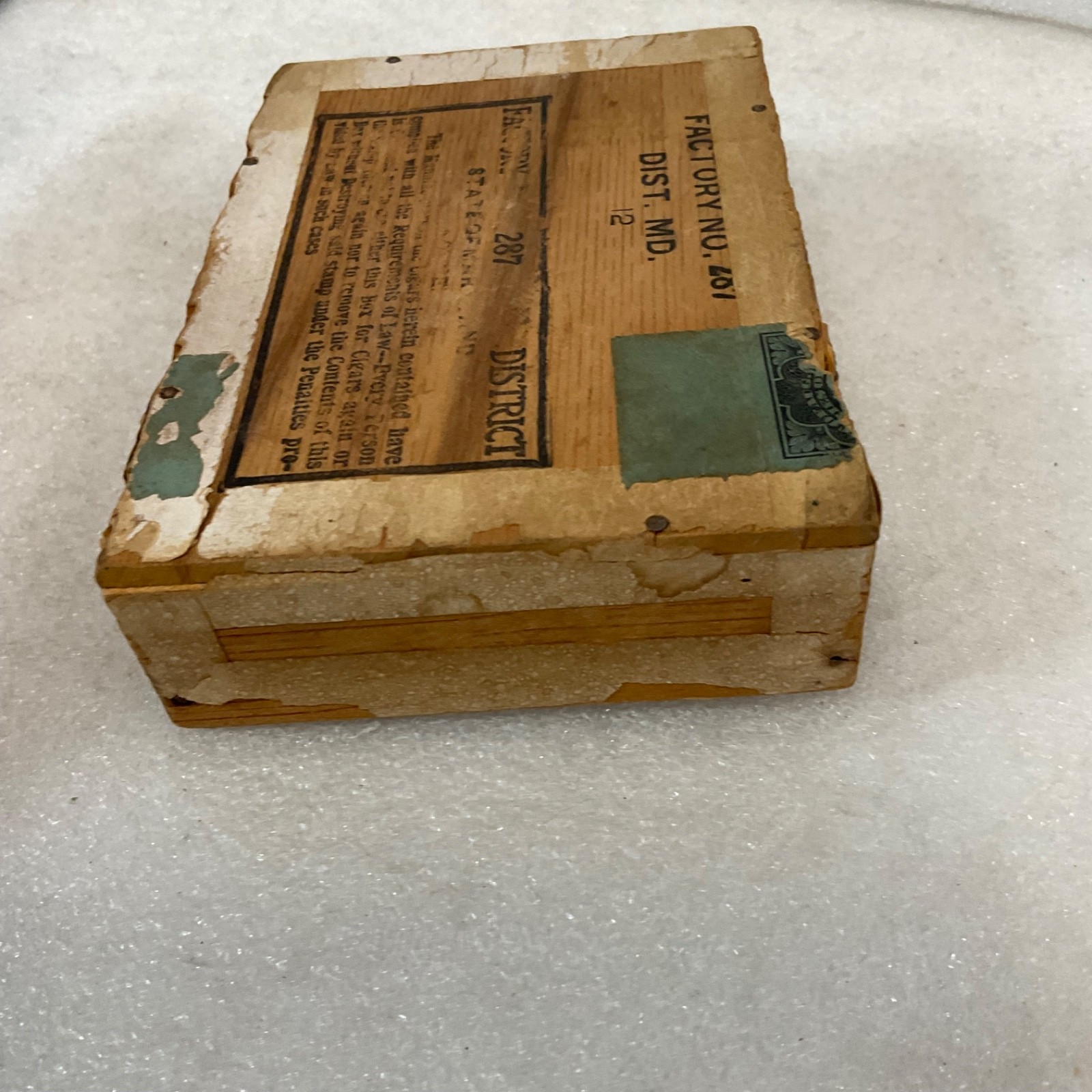 Idlewhile Club Cigars Wood Box 5.25in Factory No 287 Tax Stamp - Image 8