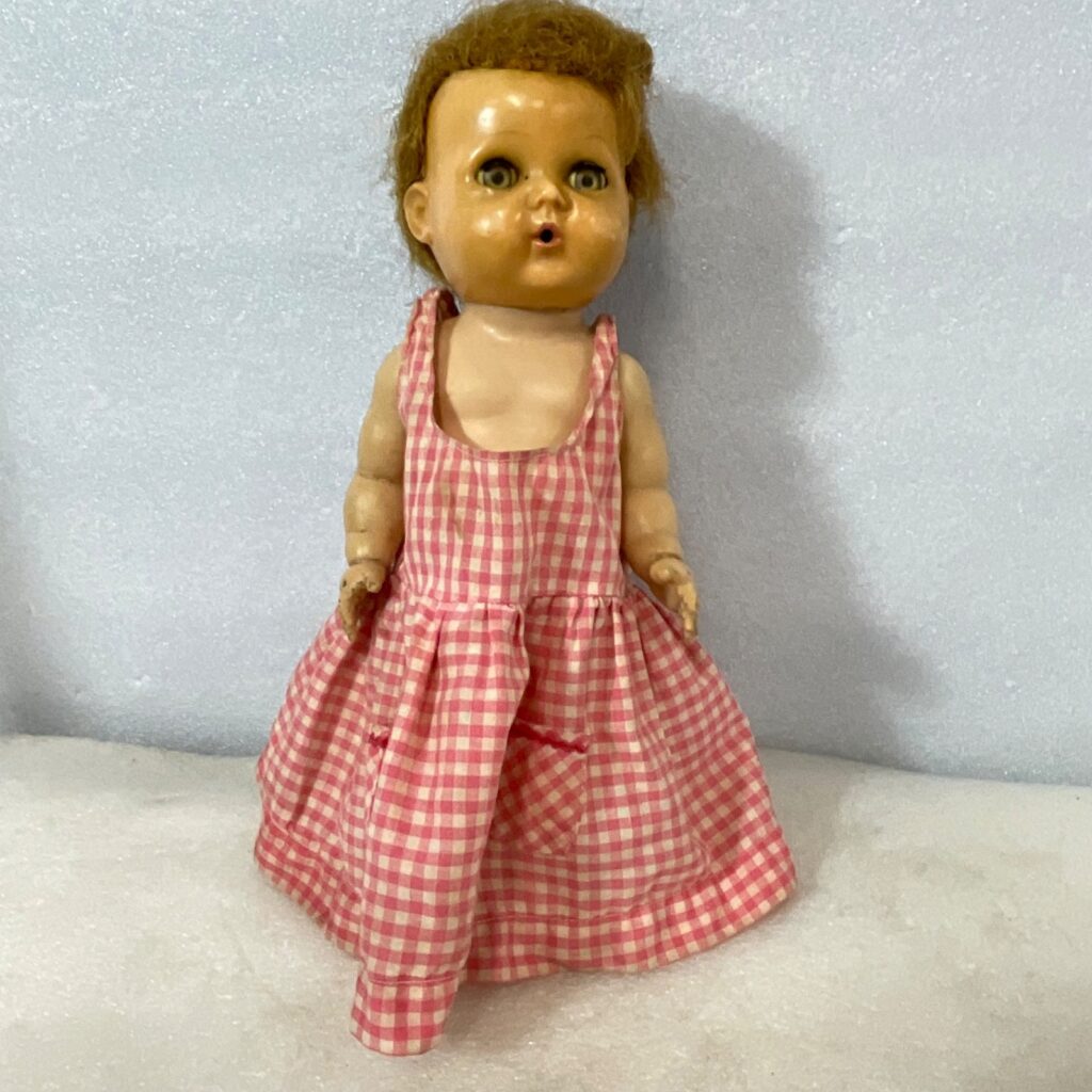 Tiny Tears Baby Doll 10in Pink Gingham Dress Sleep Eyes TLC - Image 1