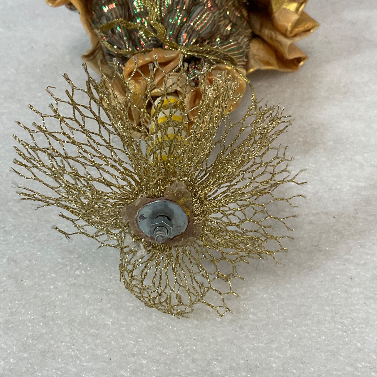 Gold Harlequin Jester Musical Wind Up Doll 12in Mask Base Mount - Image 11