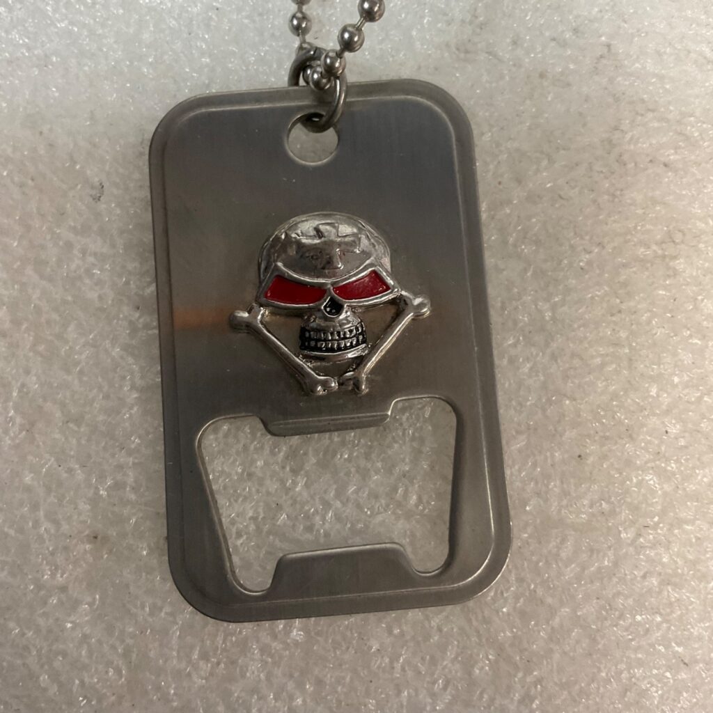 Skull Bottle Opener Necklace Dog Tag Pendant Chain Stainless Steel Biker Gothic - Image 1