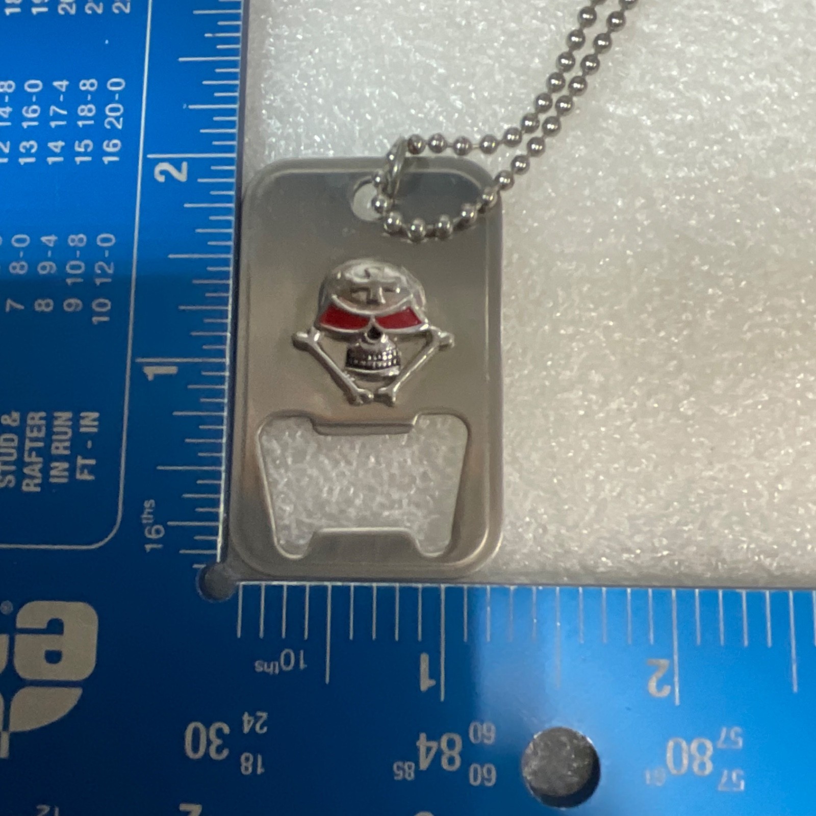 Skull Bottle Opener Necklace Dog Tag Pendant Chain Stainless Steel Biker Gothic - Image 4