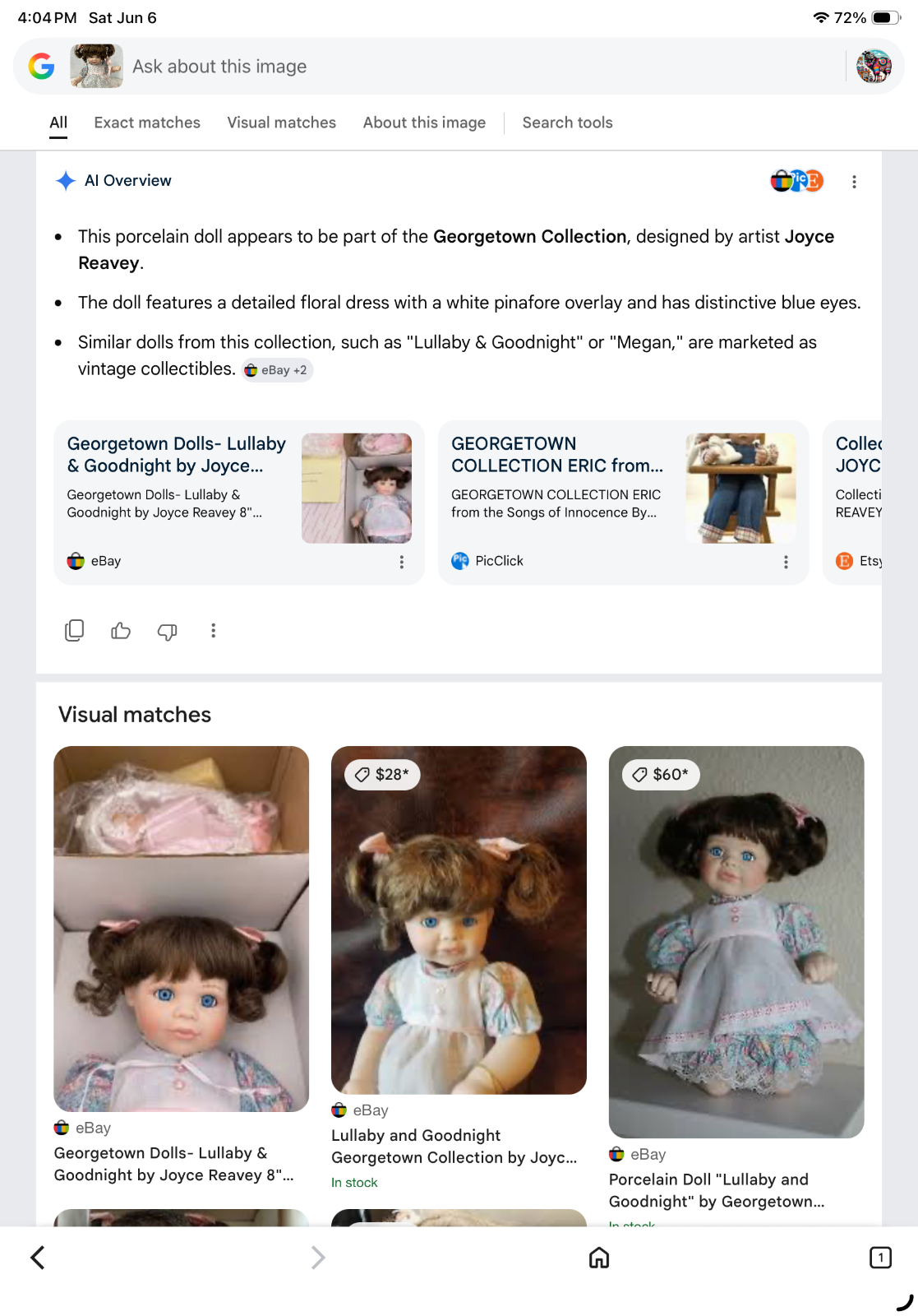 Georgetown Lullaby and Goodnight Doll Joyce Reavey 8in Songs Innocence - Image 19