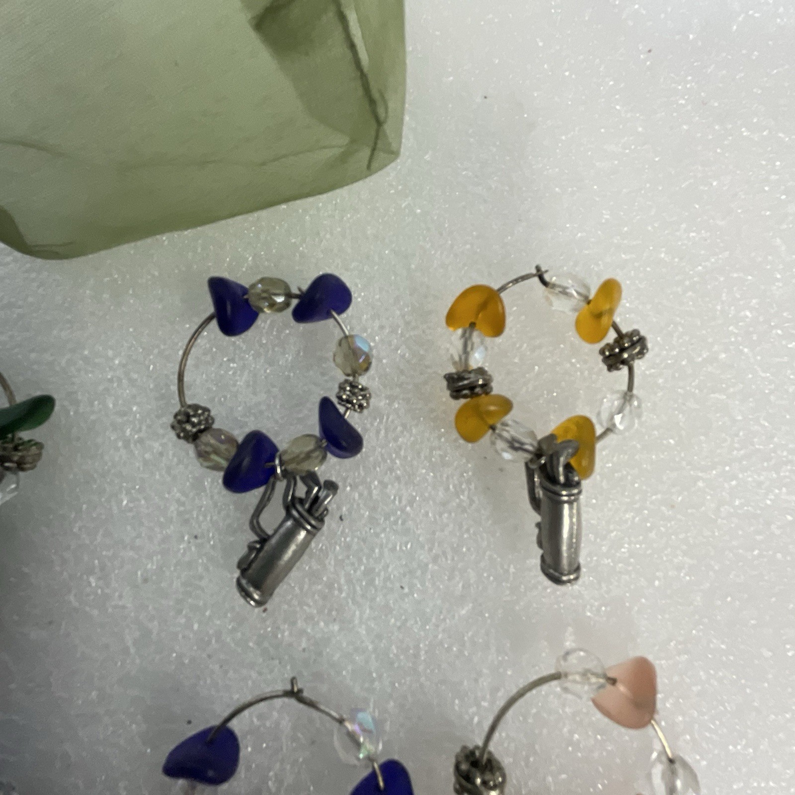 Lot of 10 Wine Glass Charms Golf Theme Beaded Stem Markers w/ Pouch - Image 4