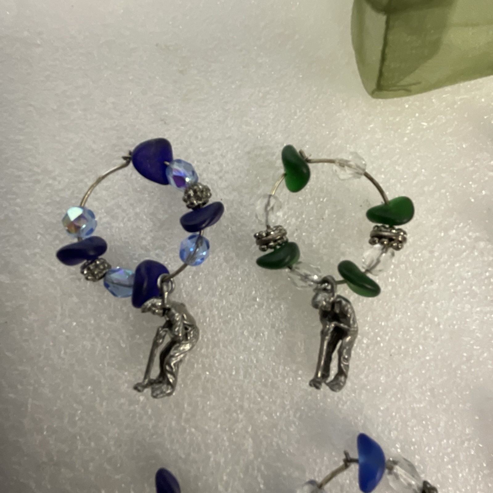 Lot of 10 Wine Glass Charms Golf Theme Beaded Stem Markers w/ Pouch - Image 3