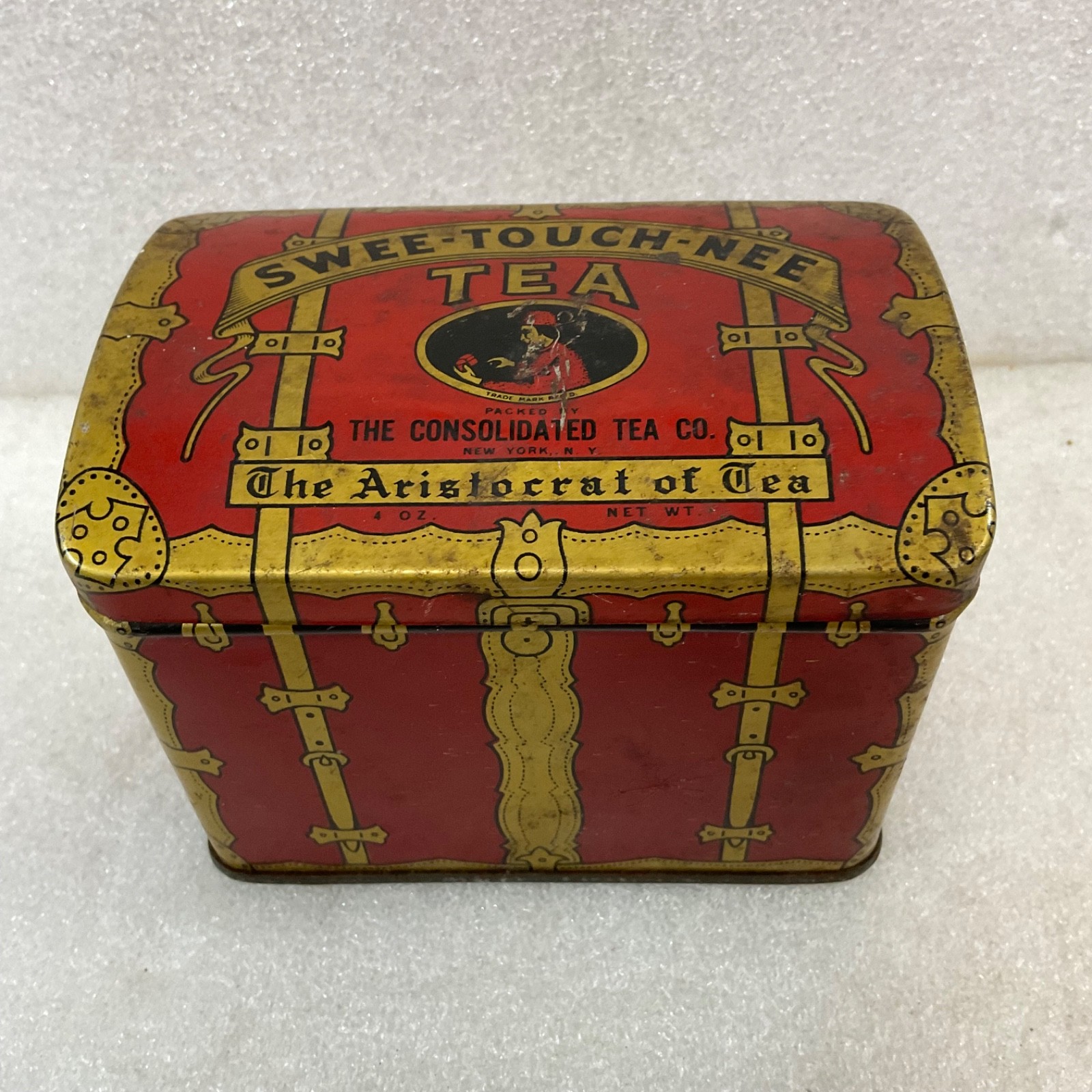 Swee-Touch-Nee Tea 4 oz Red Tin The Consolidated Tea Co NY - Image 1