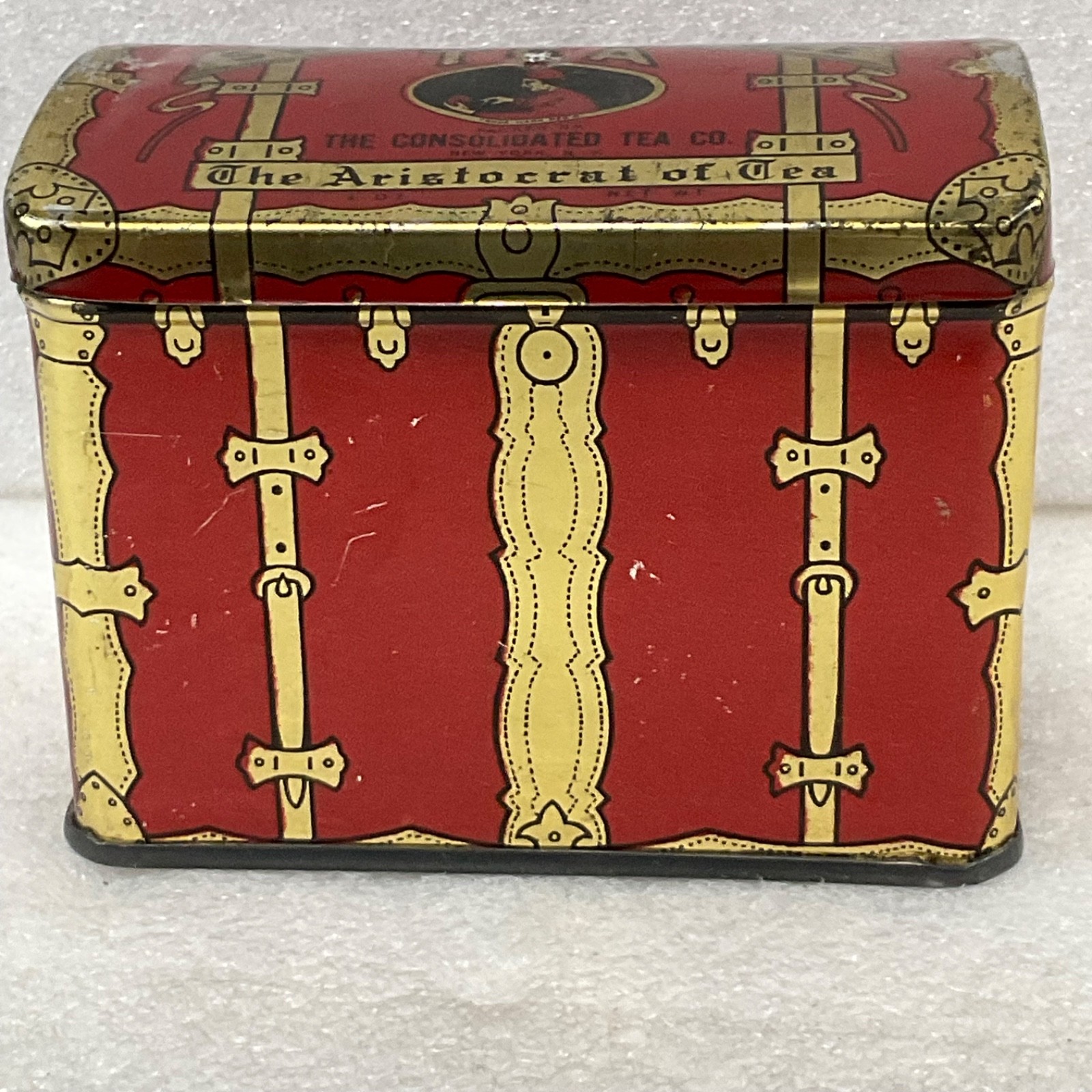 Swee-Touch-Nee Tea Tin Consolidated Tea Co Red 4 oz 4 in - Image 2
