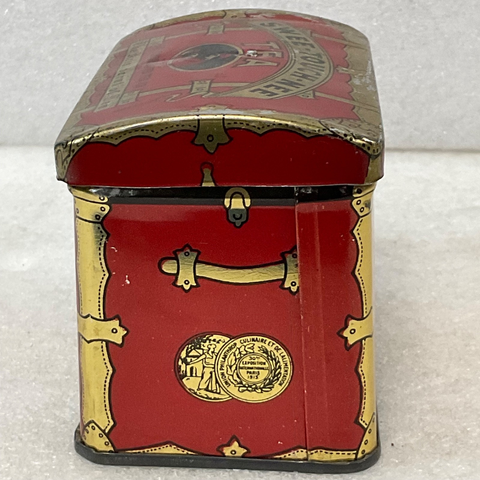 Swee-Touch-Nee Tea Tin Consolidated Tea Co Red 4 oz 4 in - Image 3