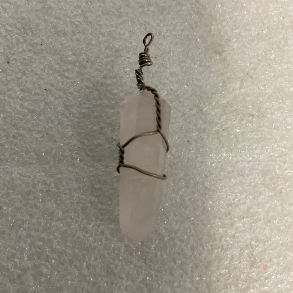 Rose Quartz Crystal Pendant Wire Wrapped Healing Reiki Energy Gemstone Jewelry - Image 1