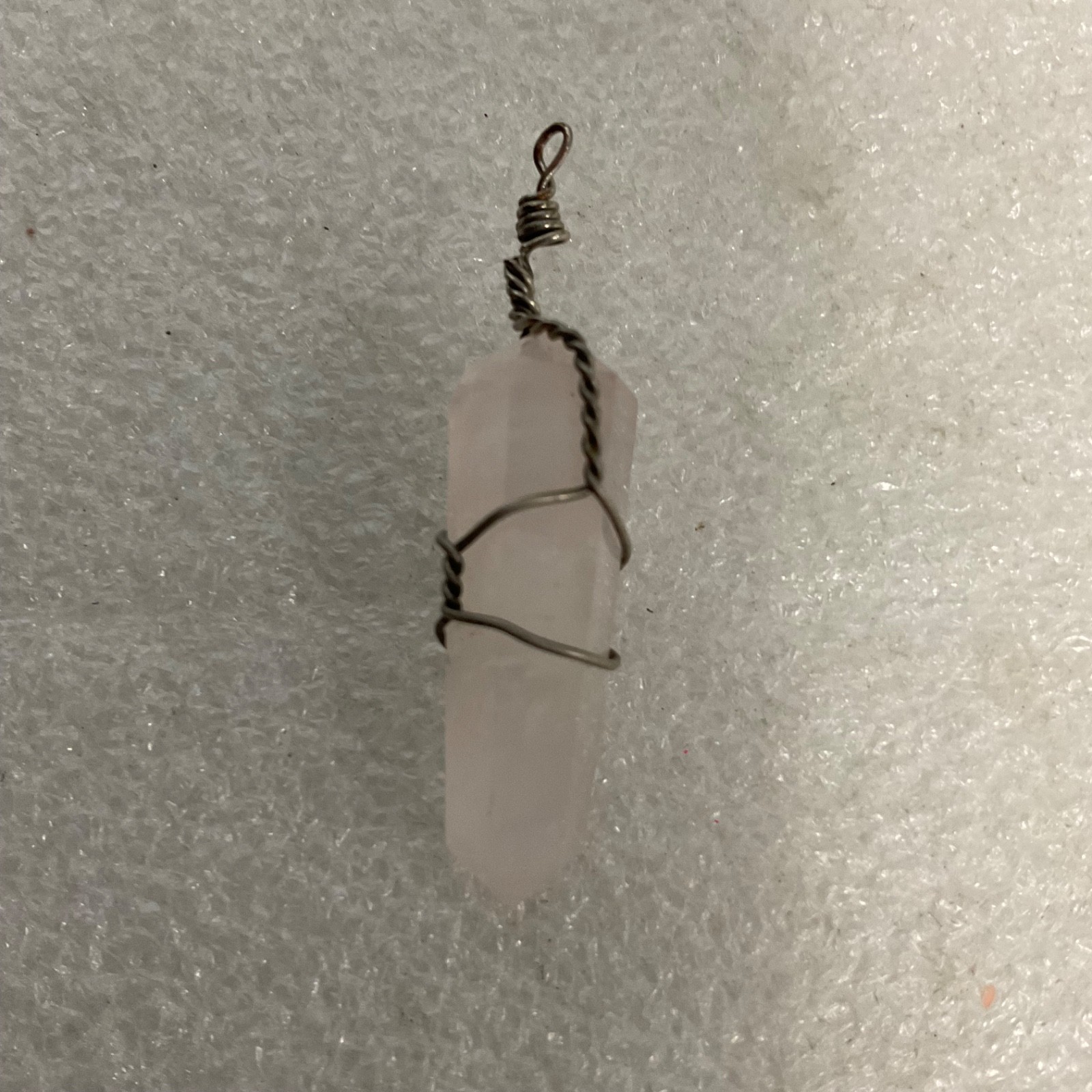 Rose Quartz Crystal Pendant Wire Wrapped Healing Reiki Energy Gemstone Jewelry - Image 1