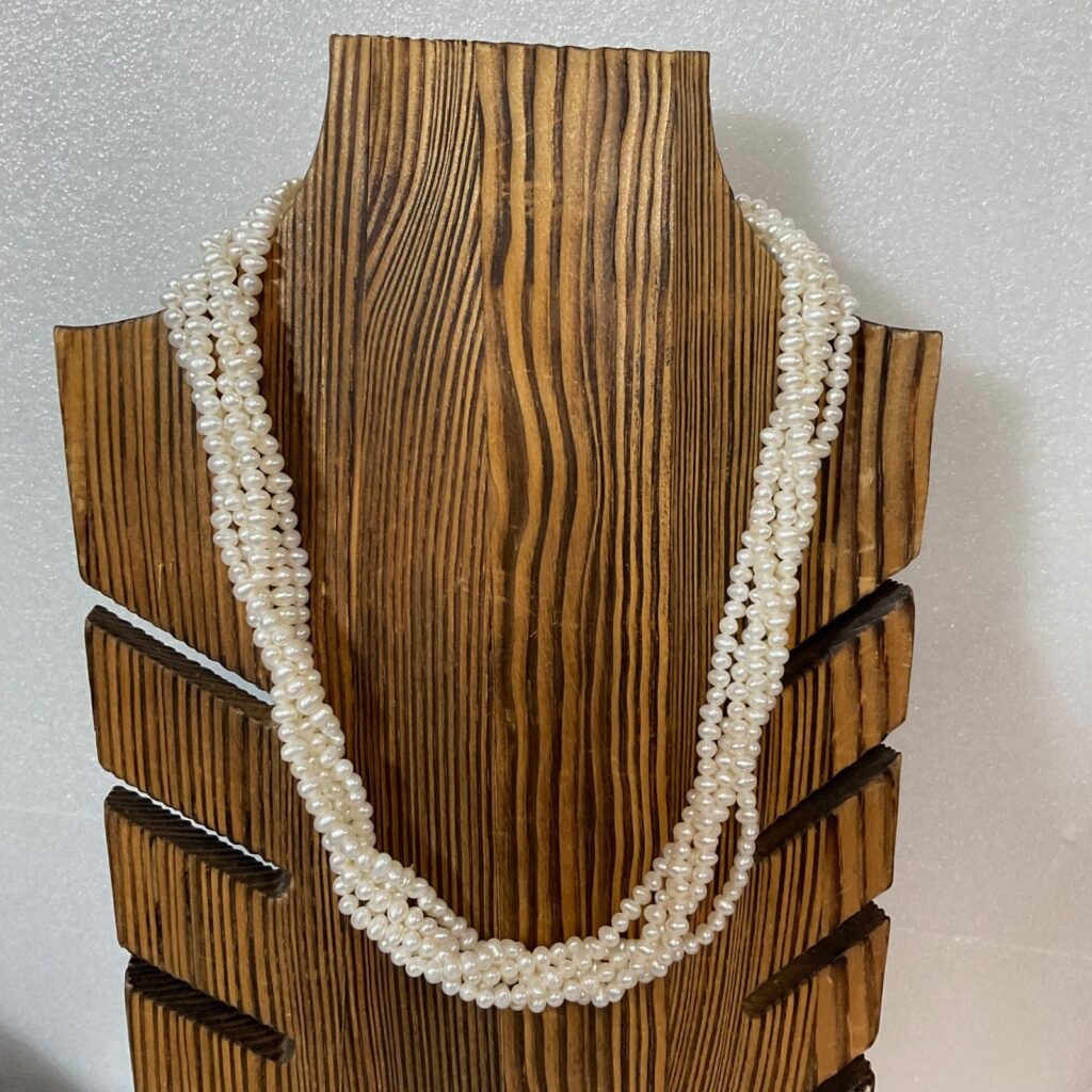 Genuine Freshwater Pearl Necklace 17" 5-Strand Twist Gold Toggle Clasp - Image 1