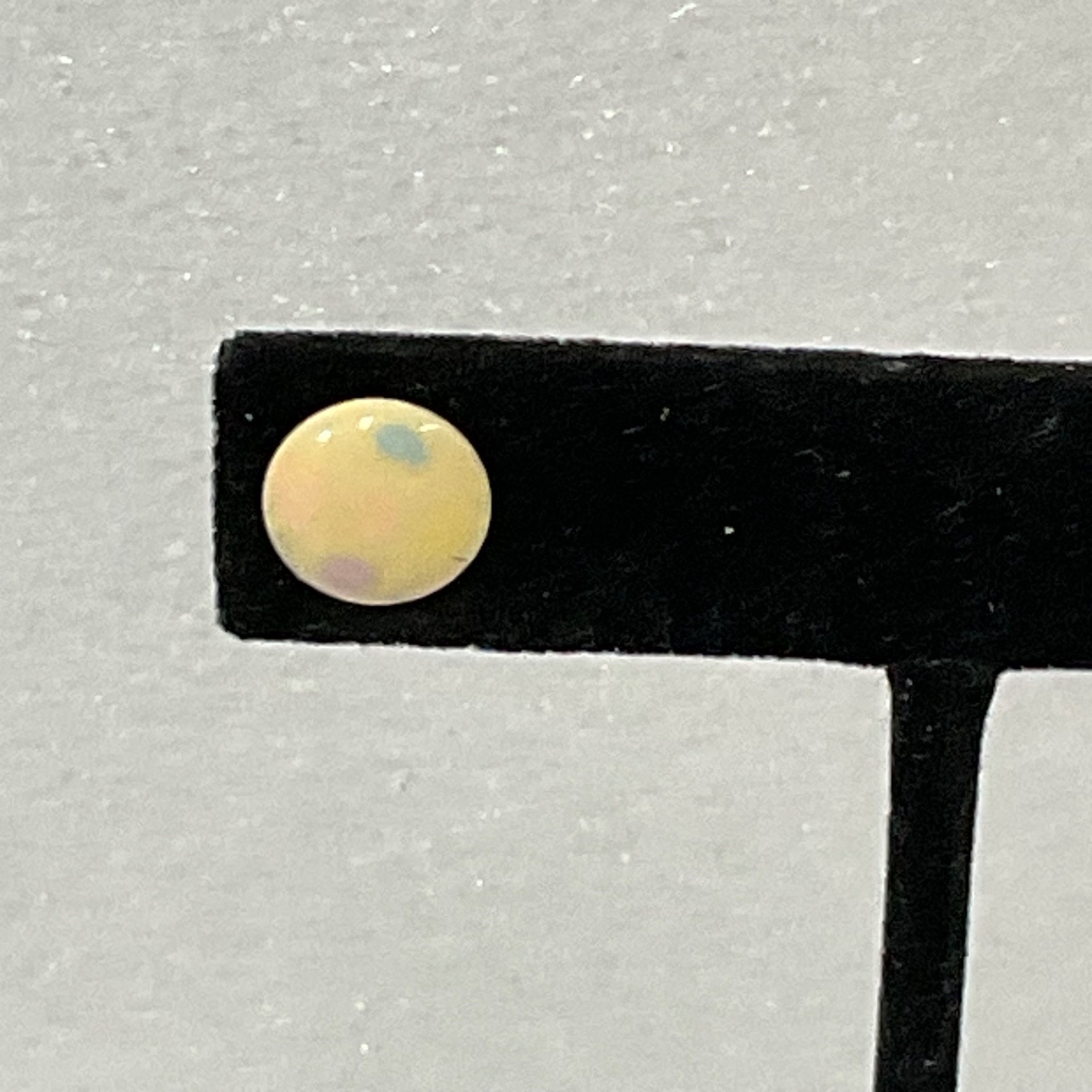 Vintage Pastel Polka Dot Stud Earrings Yellow Enamel Round Retro Jewelry 12mm - Image 3