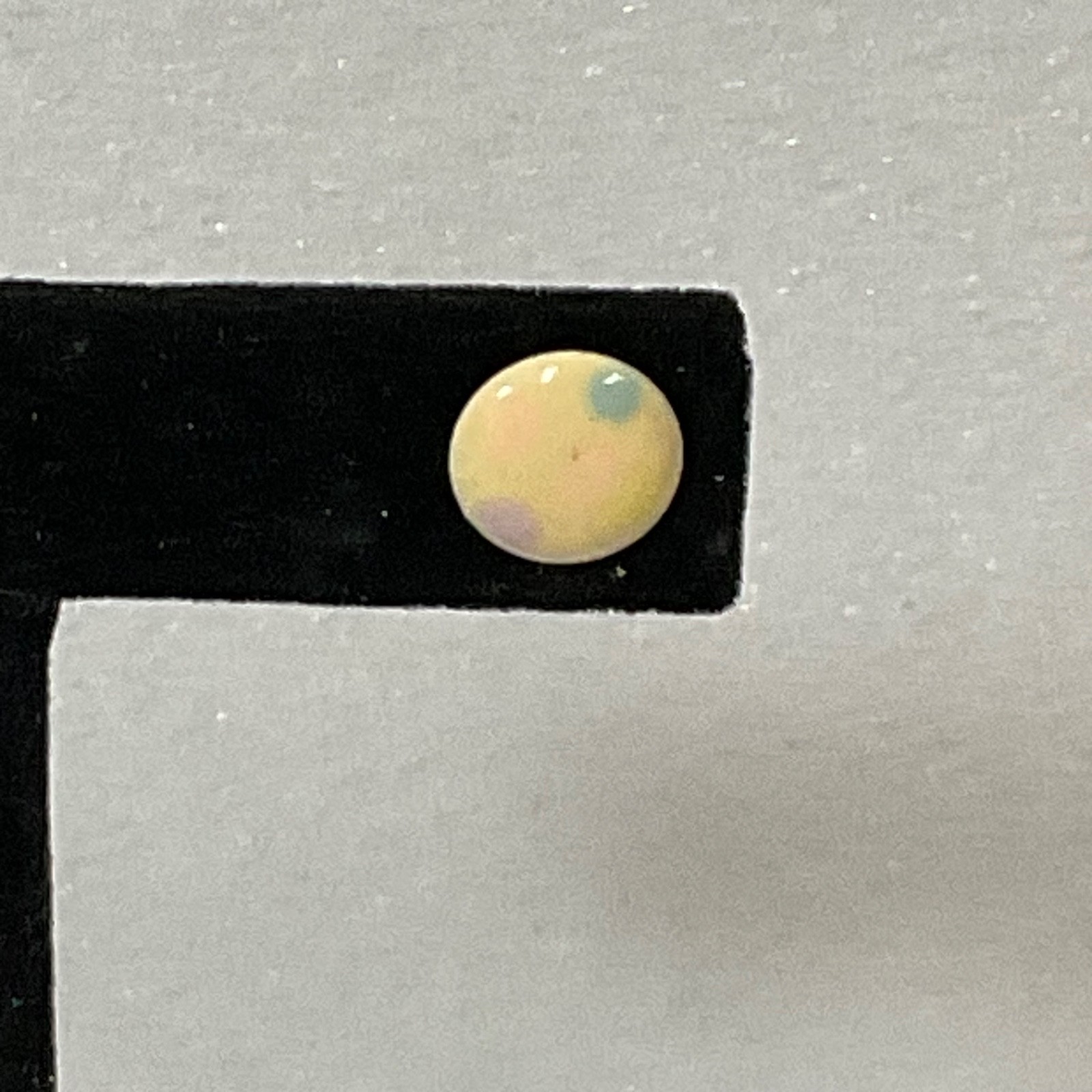 Vintage Pastel Polka Dot Stud Earrings Yellow Enamel Round Retro Jewelry 12mm - Image 2