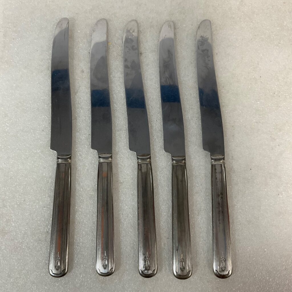 5pc Stainless Dinner Knives Silver Tone Floral Handle Flatware Lot 8.75in - Image 1