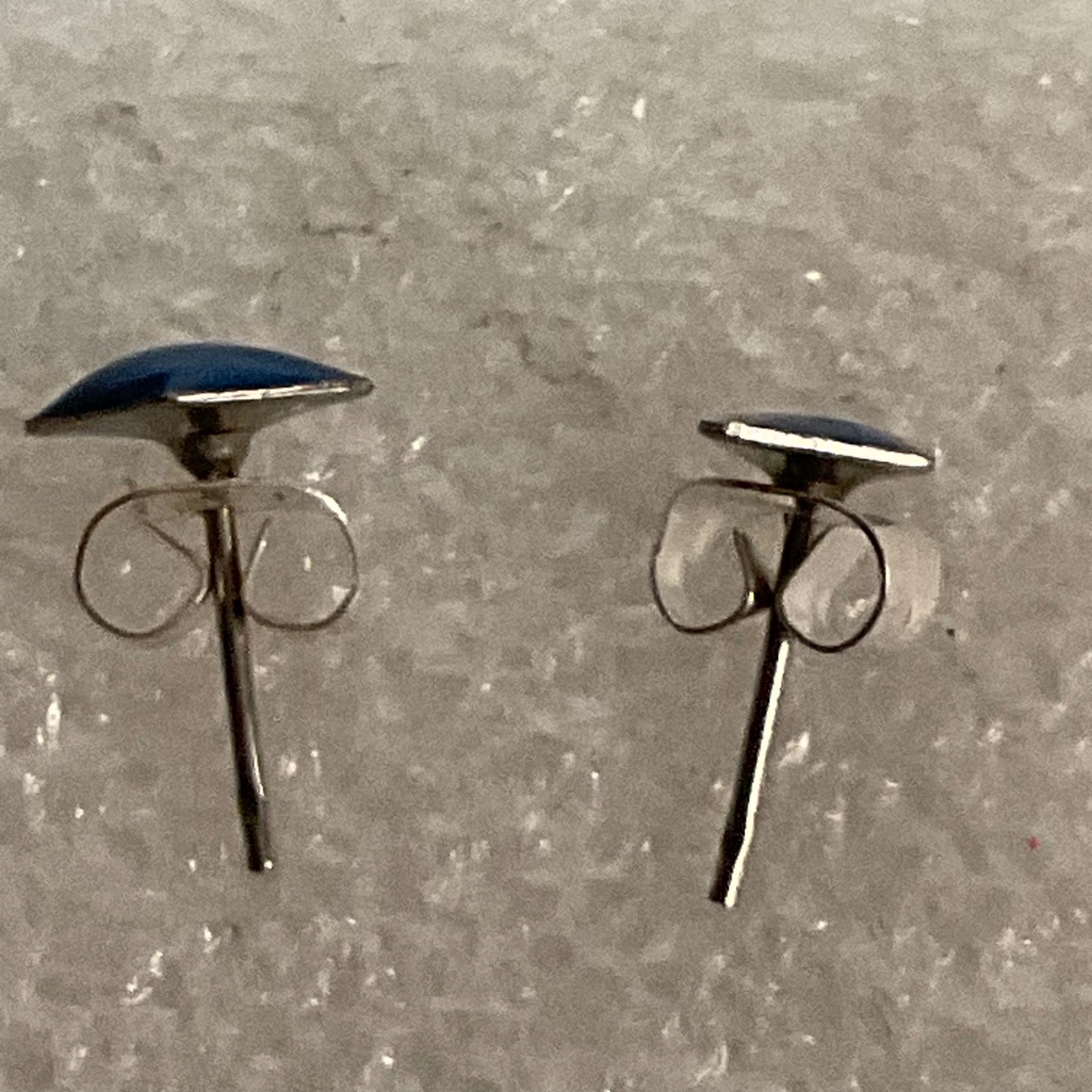 Blue Diamond Shape Stud Earrings Fashion Jewelry Silver Tone Post Minimalist - Image 8