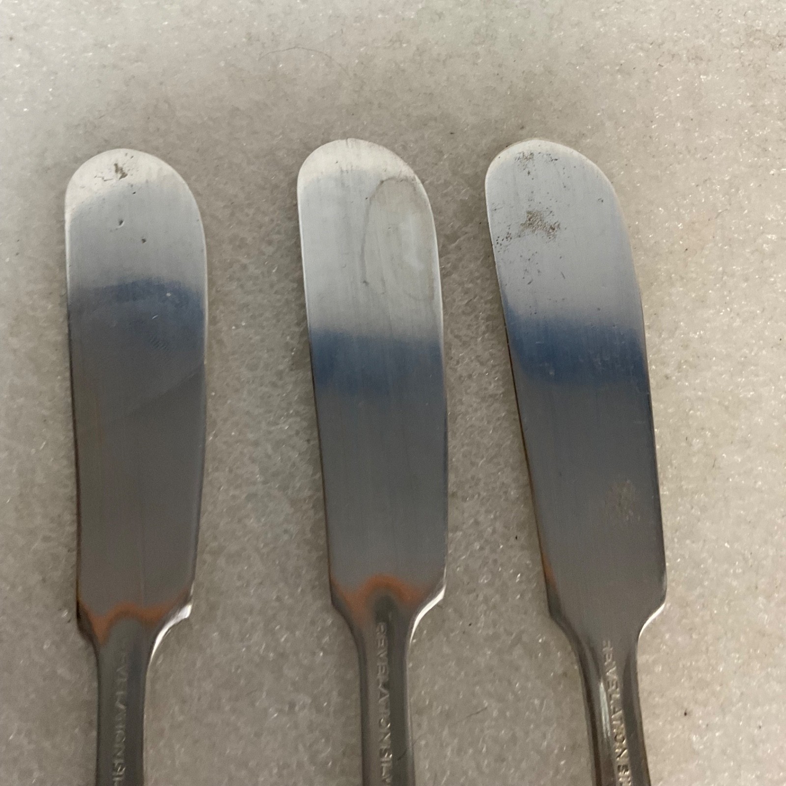 Revelation Silver Plate Butter Spreaders 3pc Floral Handle 5.25in - Image 5
