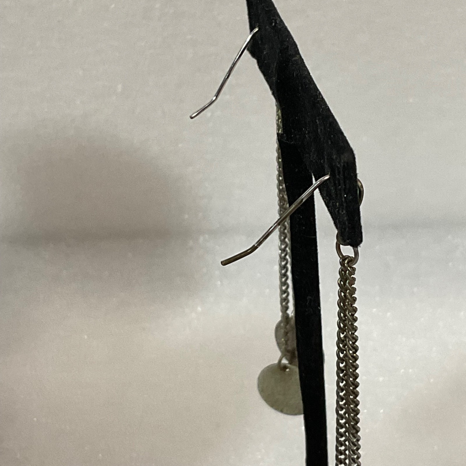 Vintage Silver Tone Dangle Earrings Long Chain Disc Drop Retro Boho Jewelry - Image 5
