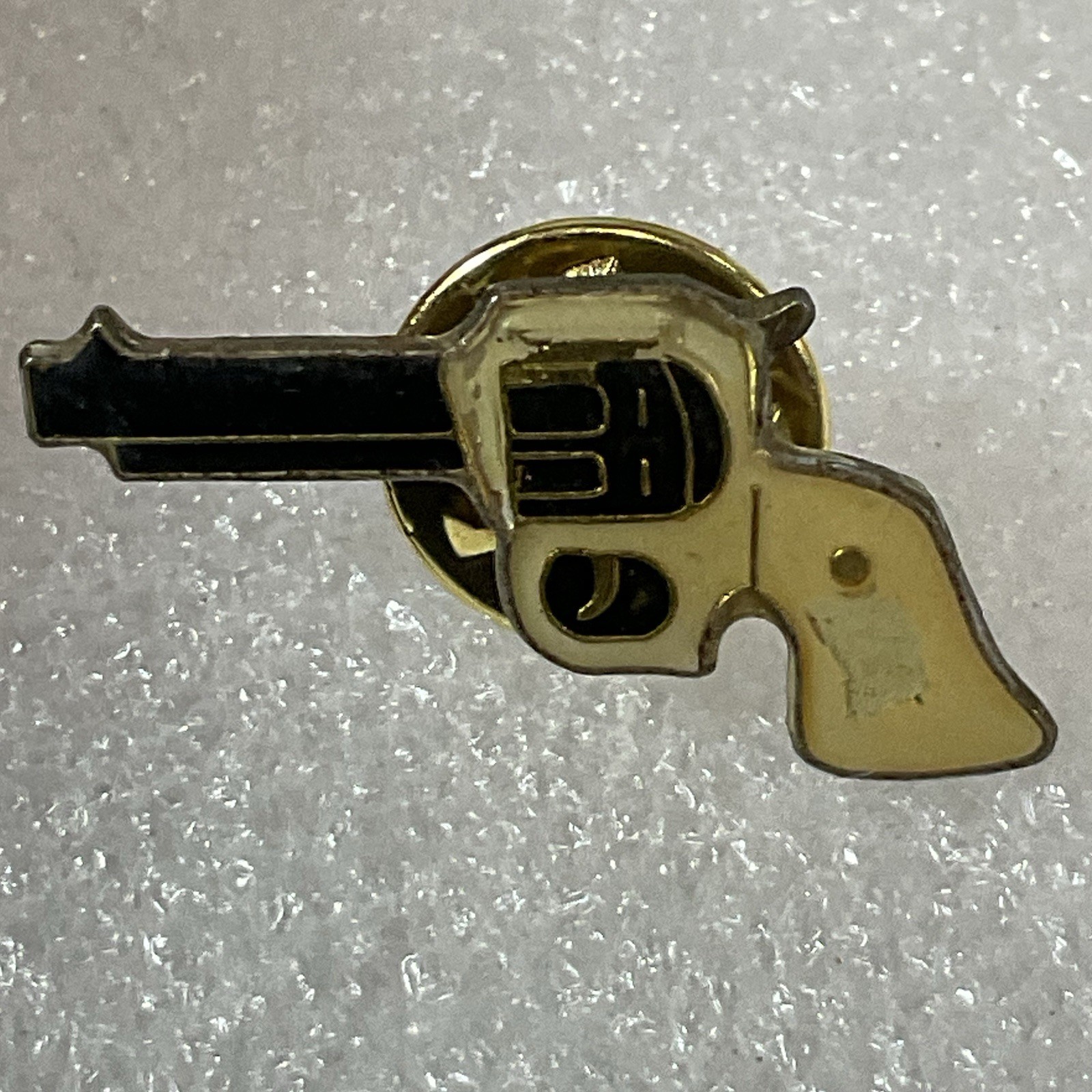 Vintage Outlaw Revolver Pistol Metal Enamel Pin Pinback 1” X 1/2” - Image 1