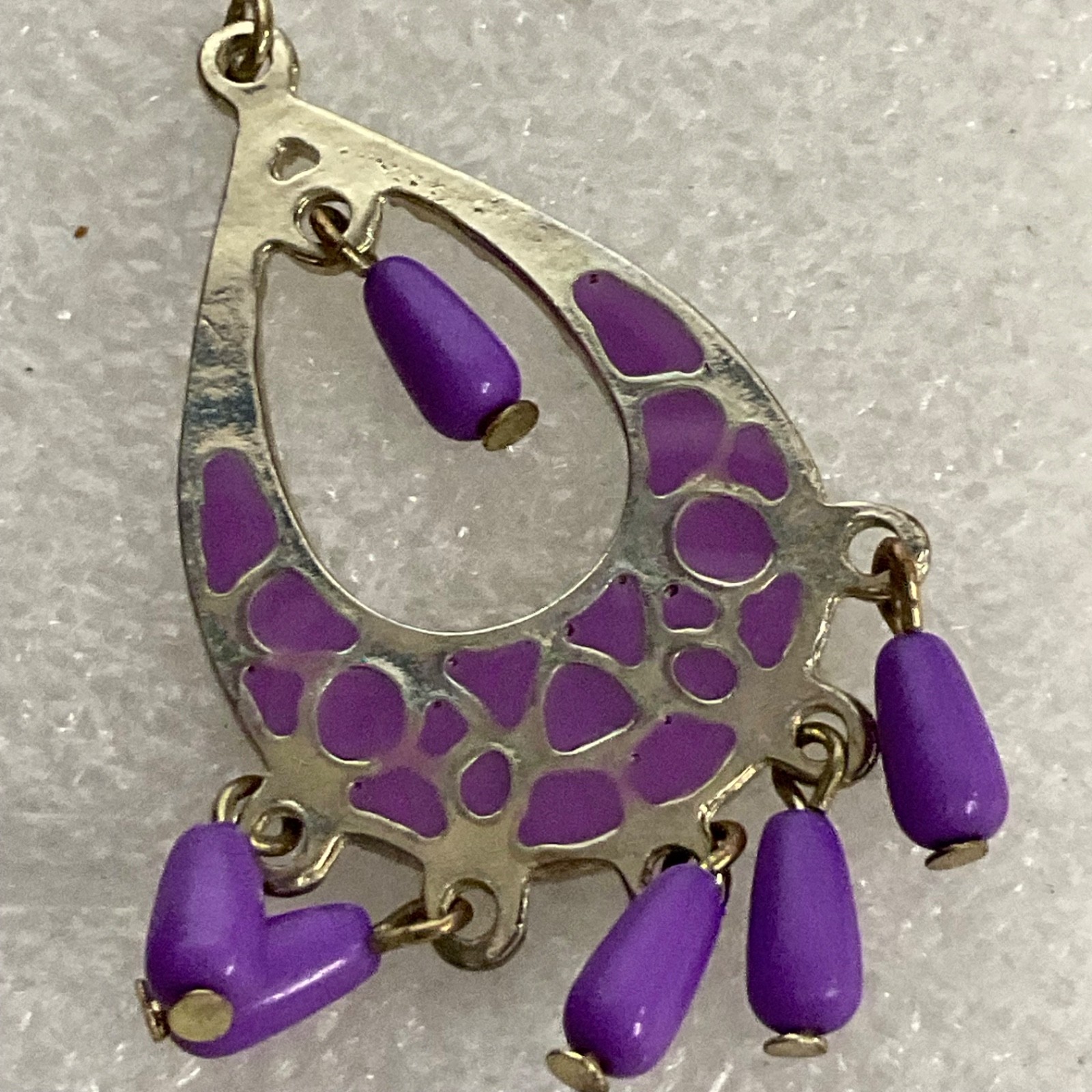 Vintage Purple Beaded Dangle Earrings Boho Chandelier Gypsy Festival Jewelry - Image 15