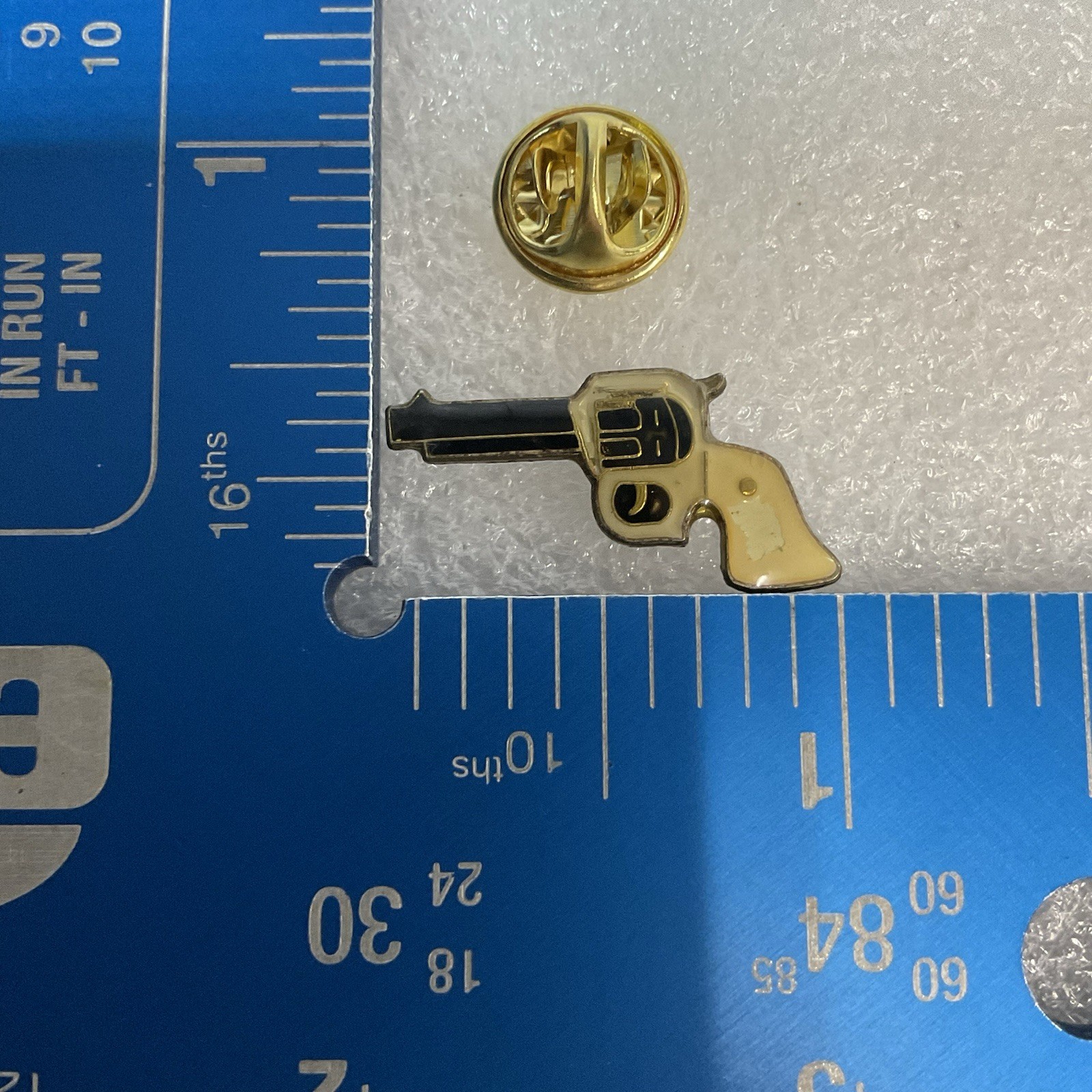 Vintage Outlaw Revolver Pistol Metal Enamel Pin Pinback 1” X 1/2” - Image 7