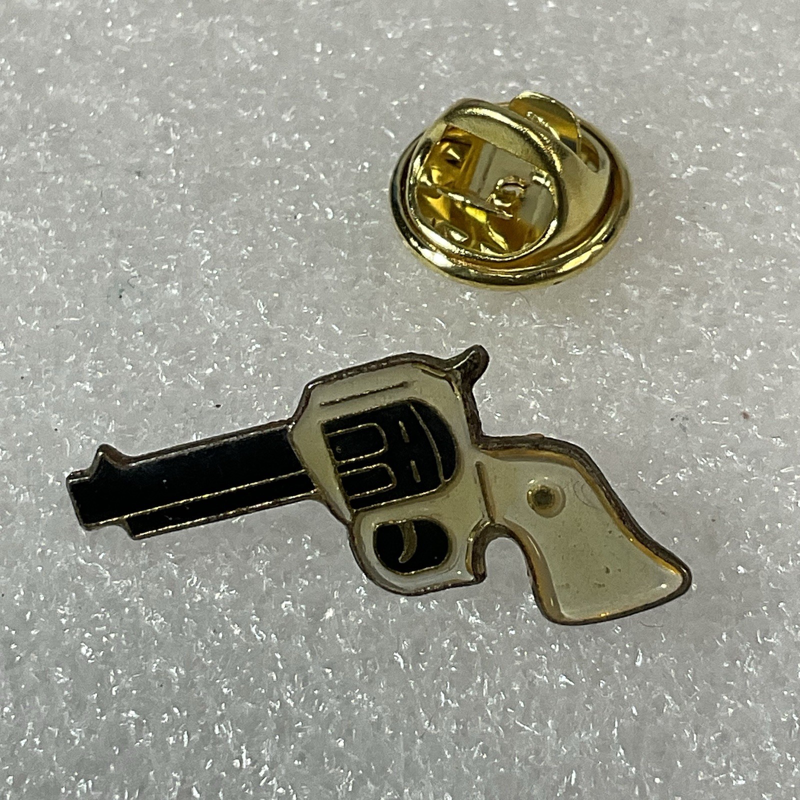 Vintage Revolver Pistol Outlaw Metal Enamel Pin Pinback 1” X 1/2” - Image 2