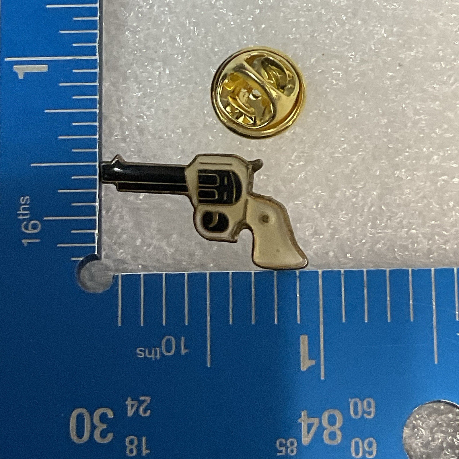 Vintage Revolver Pistol Outlaw Metal Enamel Pin Pinback 1” X 1/2” - Image 4