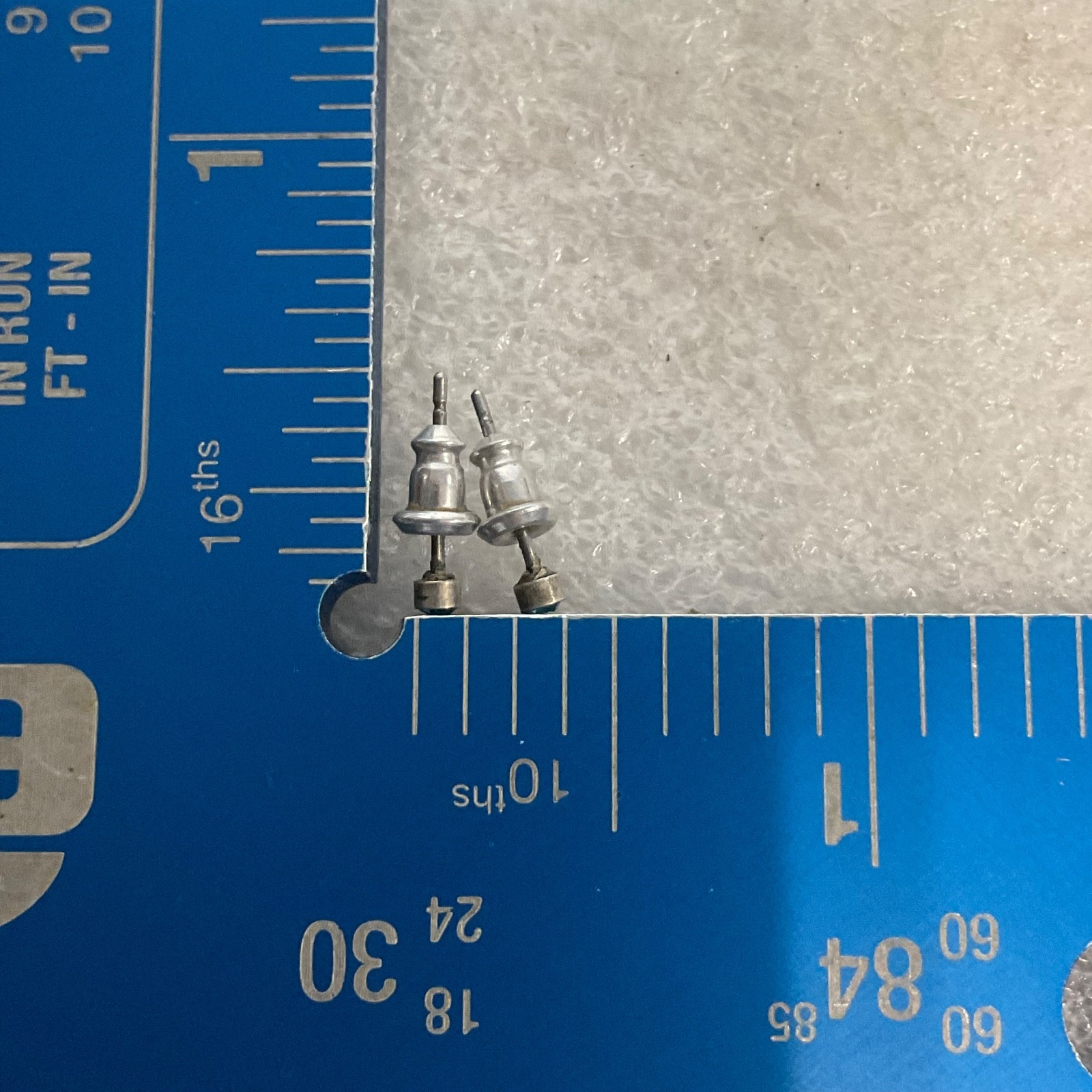 Small Silver Tone Blue Gem Stud Earrings 0.25in 0.31g Minimalist Pierced Jewelry - Image 4