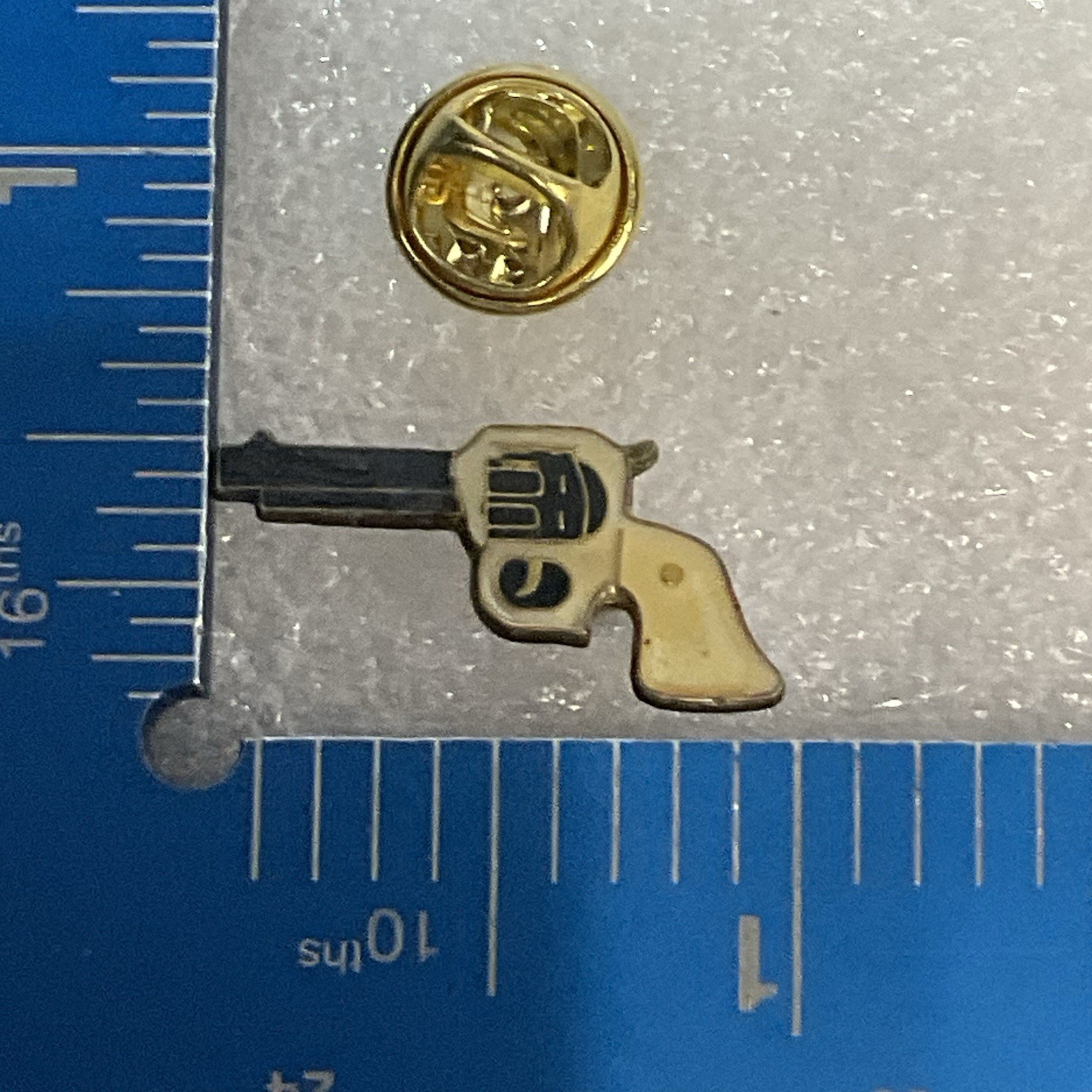 Vintage Revolver Outlaw Pistol Metal Enamel Pin Pinback 1” X 1/2” - Image 4