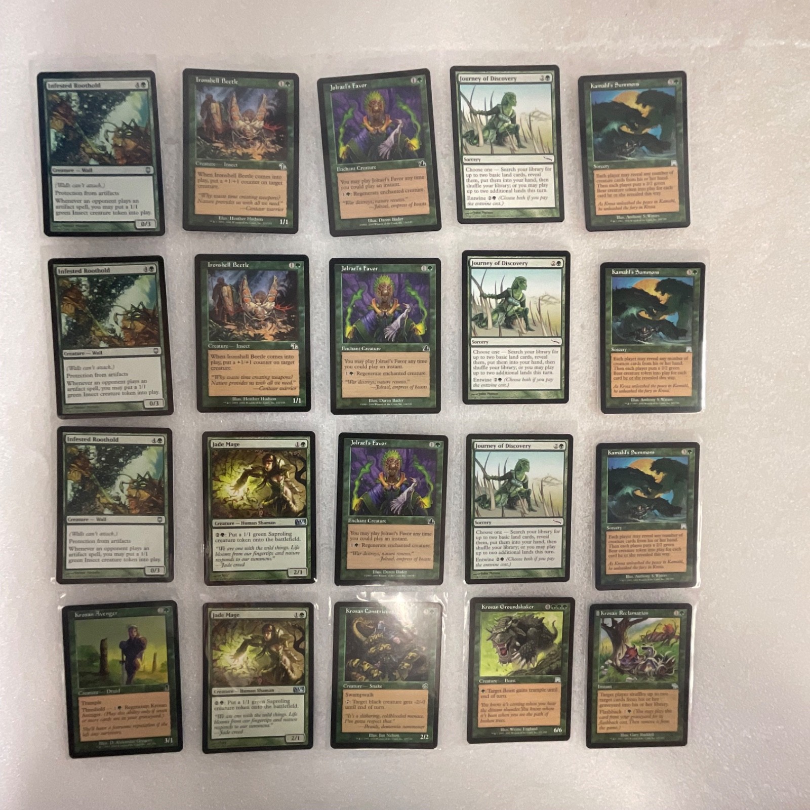 MTG 20 Card Green Lot Infested Rootwold Kamahl’s Summons Mixed Sets - Image 1