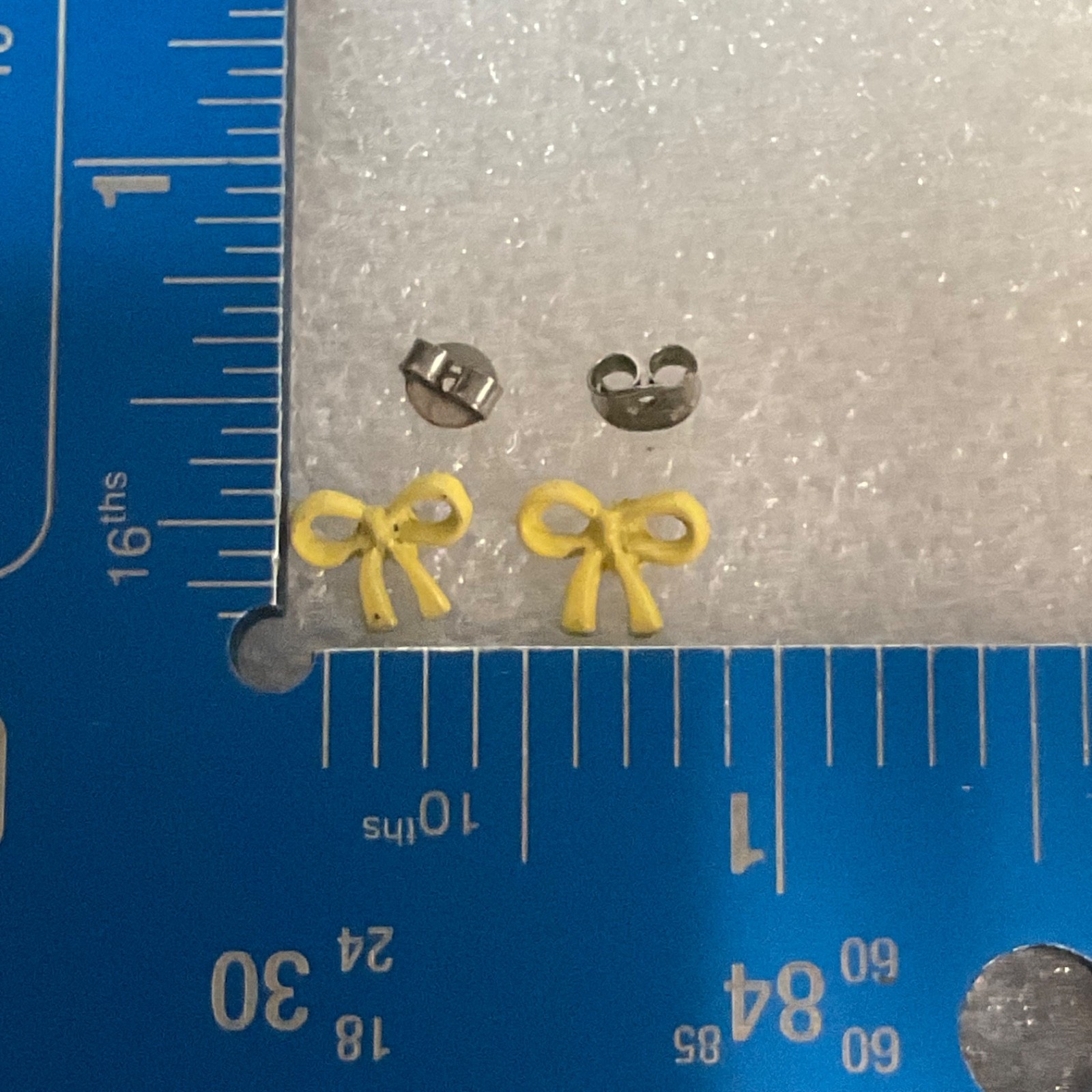 Vintage Yellow Bow Stud Earrings Enamel Ribbon Design Cute Retro Fashion Jewelry - Image 6
