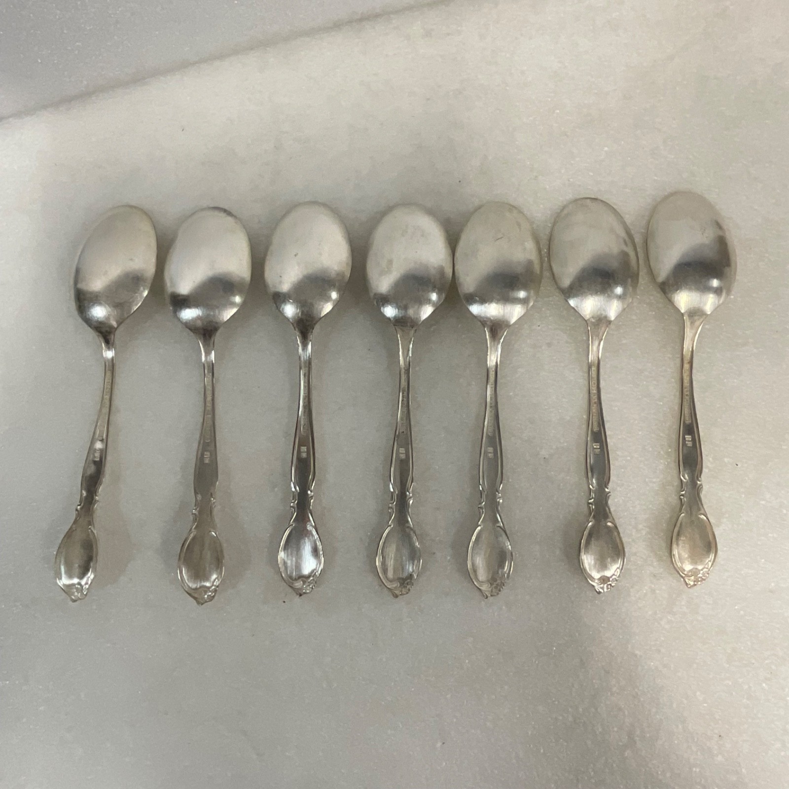 Rogers AA Overlaid IS Teaspoons 7pc Silverplate Floral 6in - Image 6