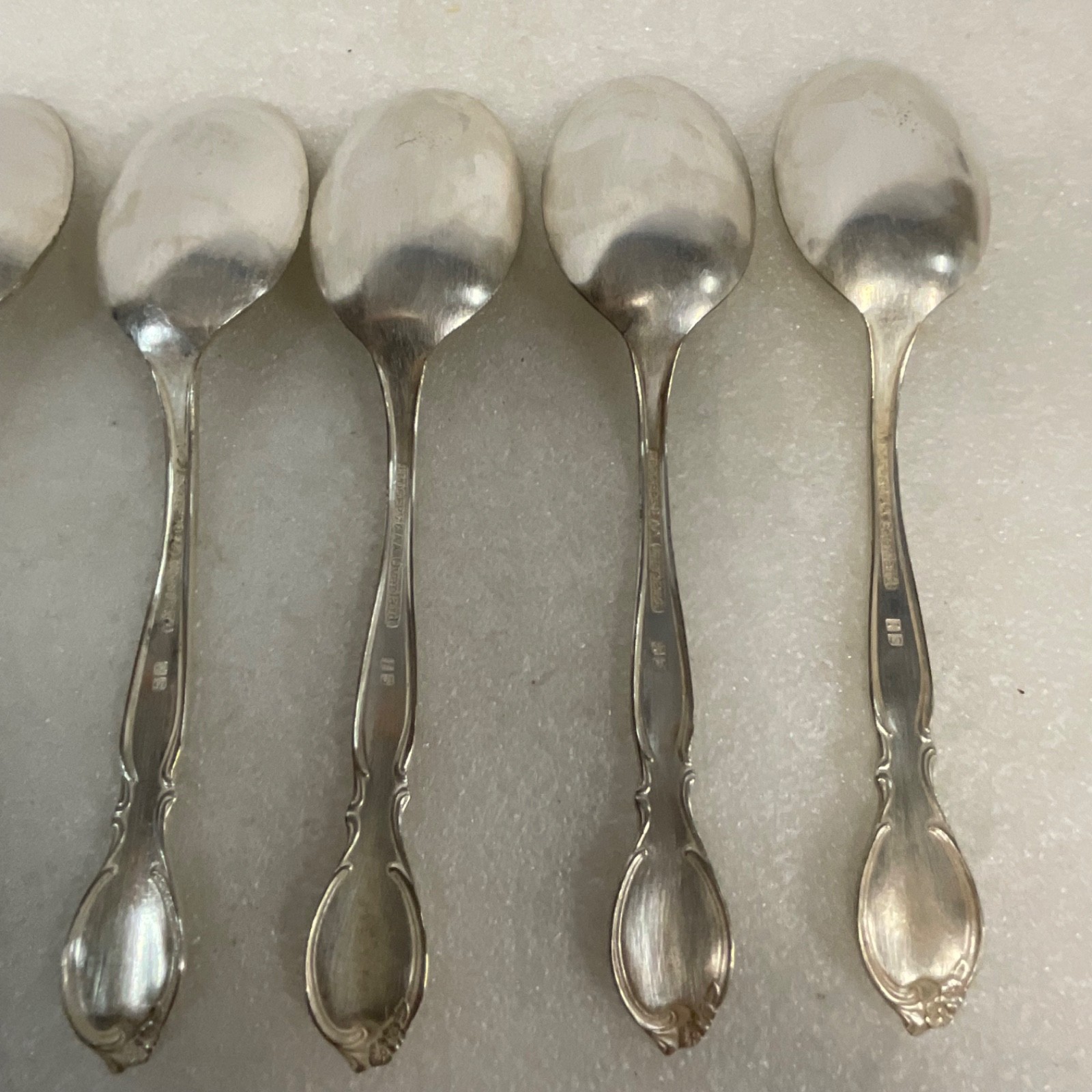 Rogers AA Overlaid IS Teaspoons 7pc Silverplate Floral 6in - Image 8
