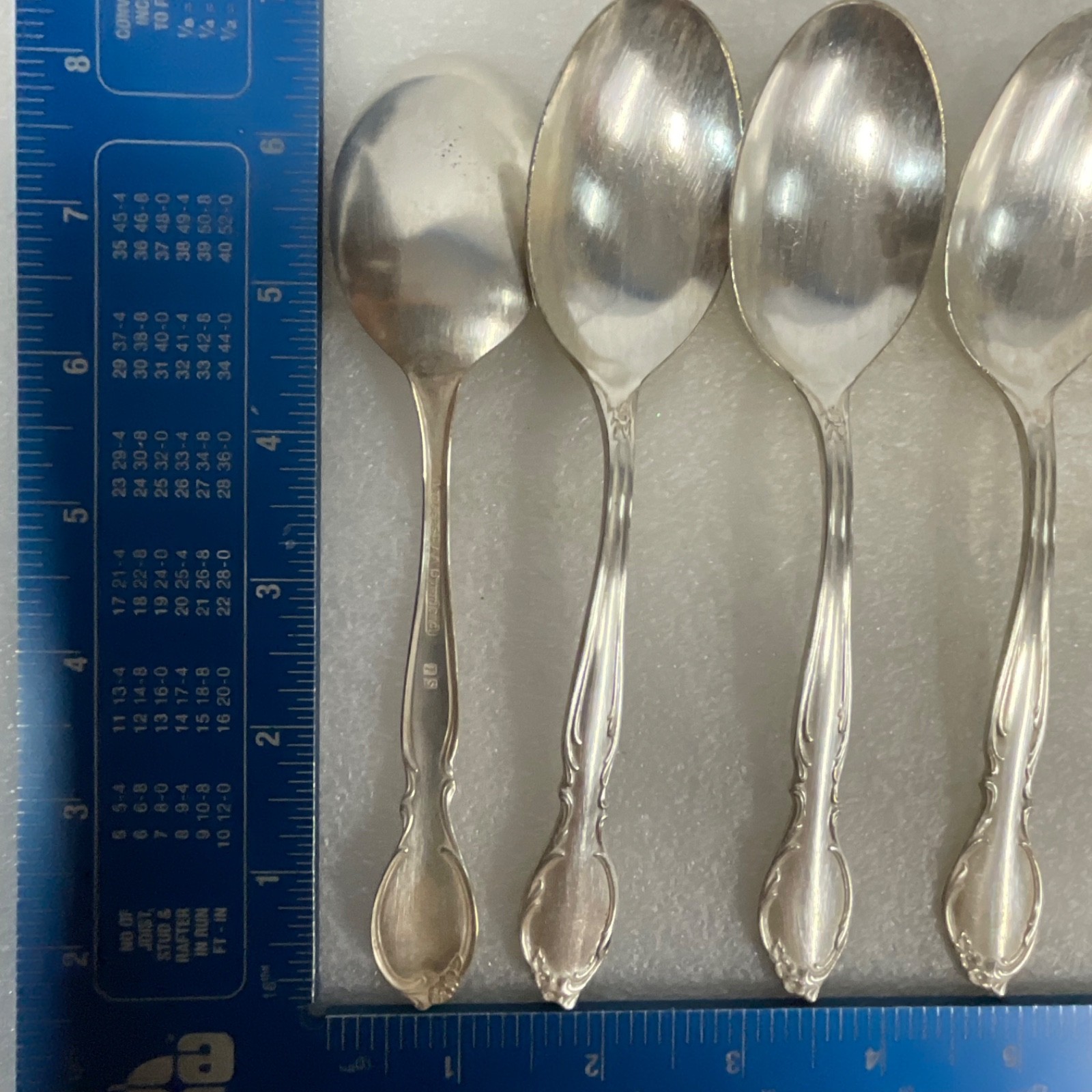 Rogers AA Overlaid IS Teaspoons 7pc Silverplate Floral 6in - Image 11