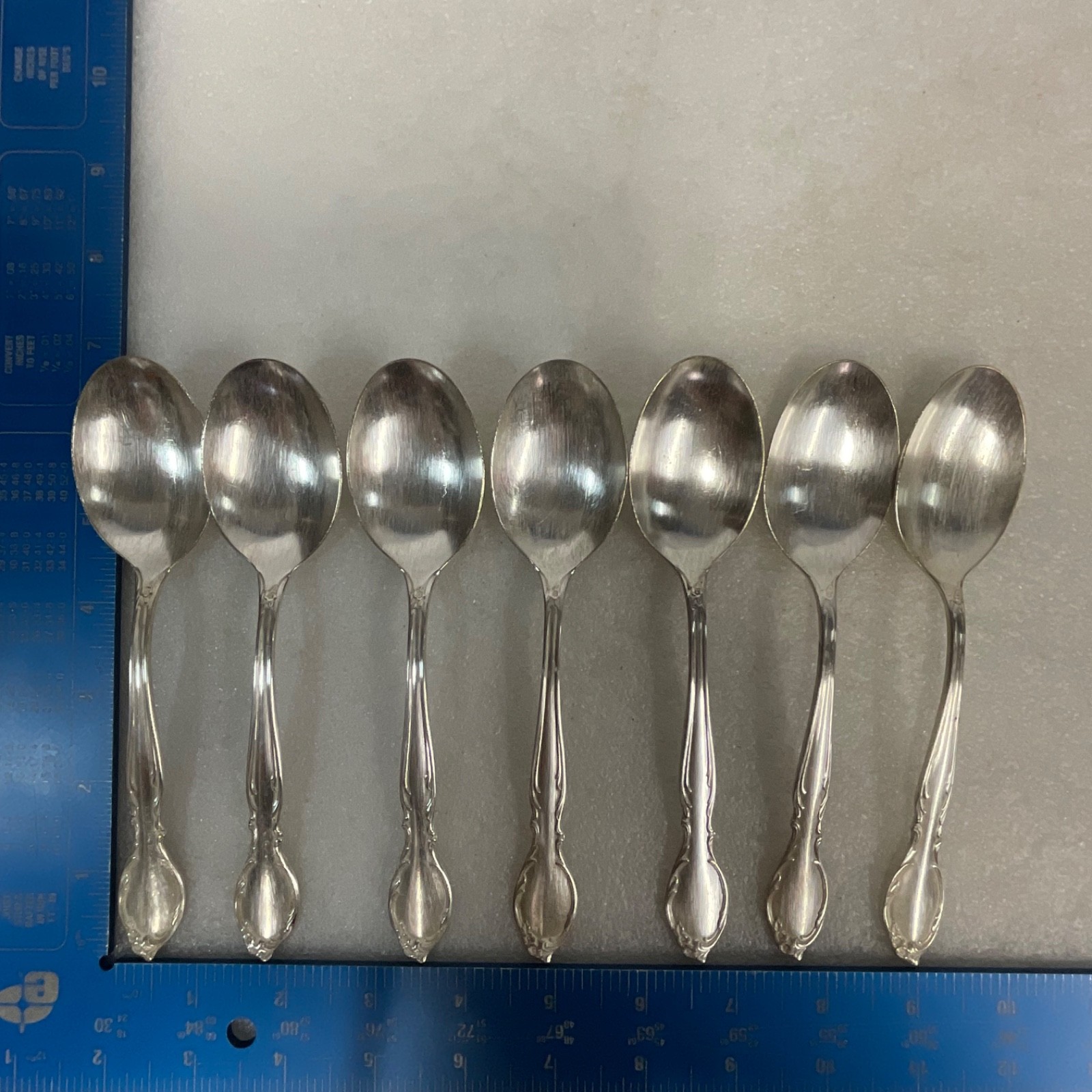 Rogers AA Overlaid IS Teaspoons 7pc Silverplate Floral 6in - Image 10