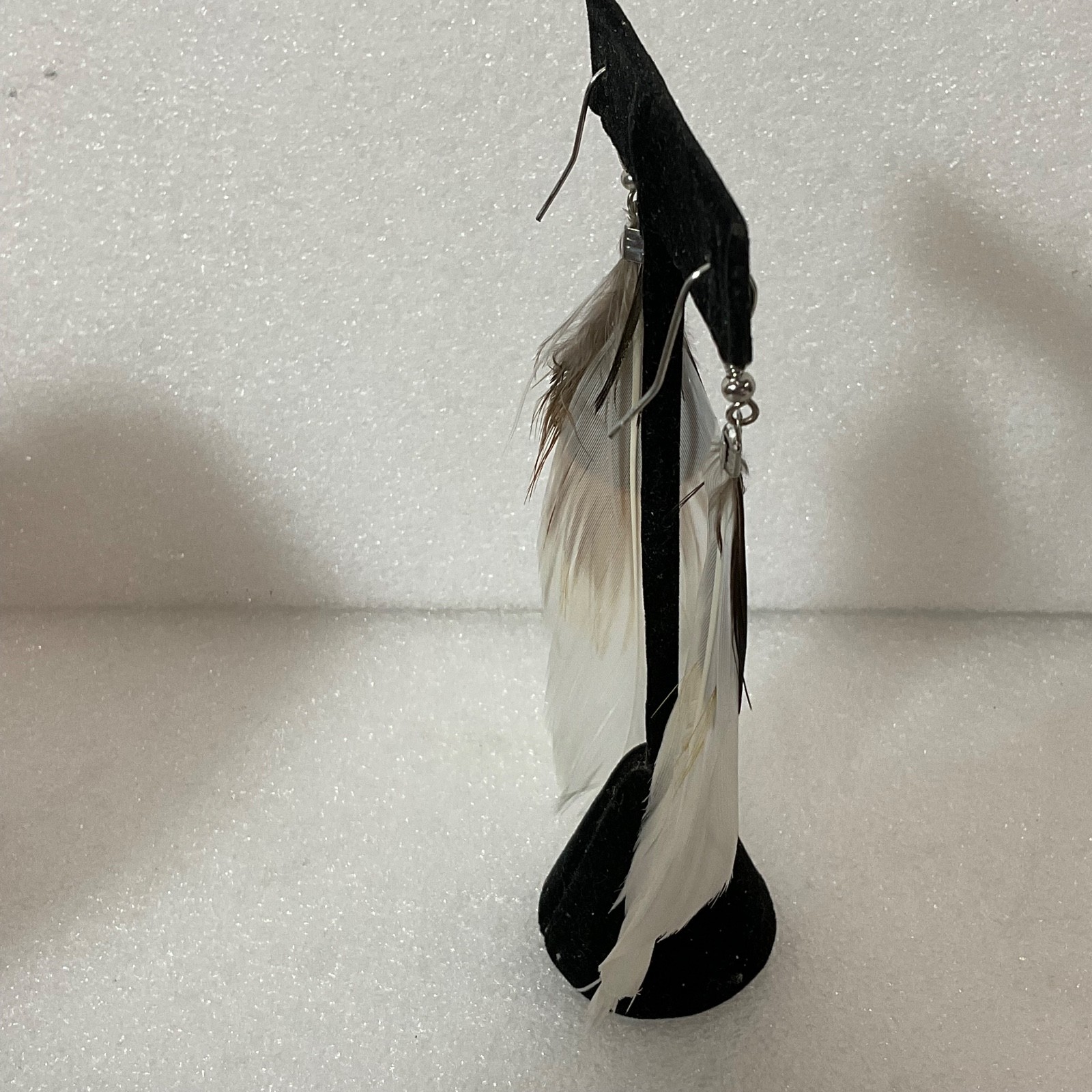 4in Feather Dangle Earrings Lightweight Boho Handmade Hook Style 0.76g - Image 9