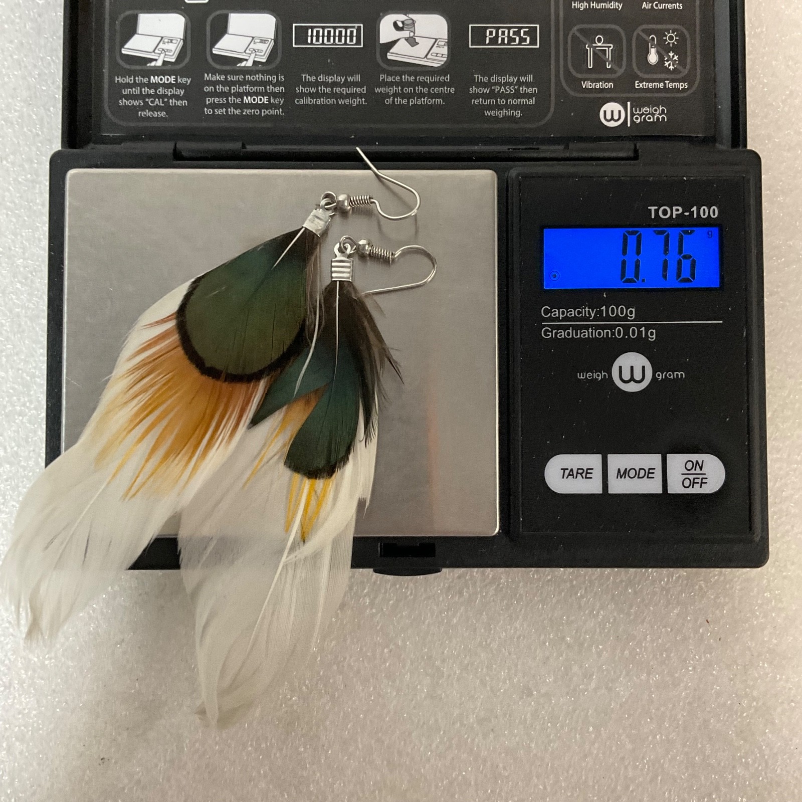 4in Feather Dangle Earrings Lightweight Boho Handmade Hook Style 0.76g - Image 10