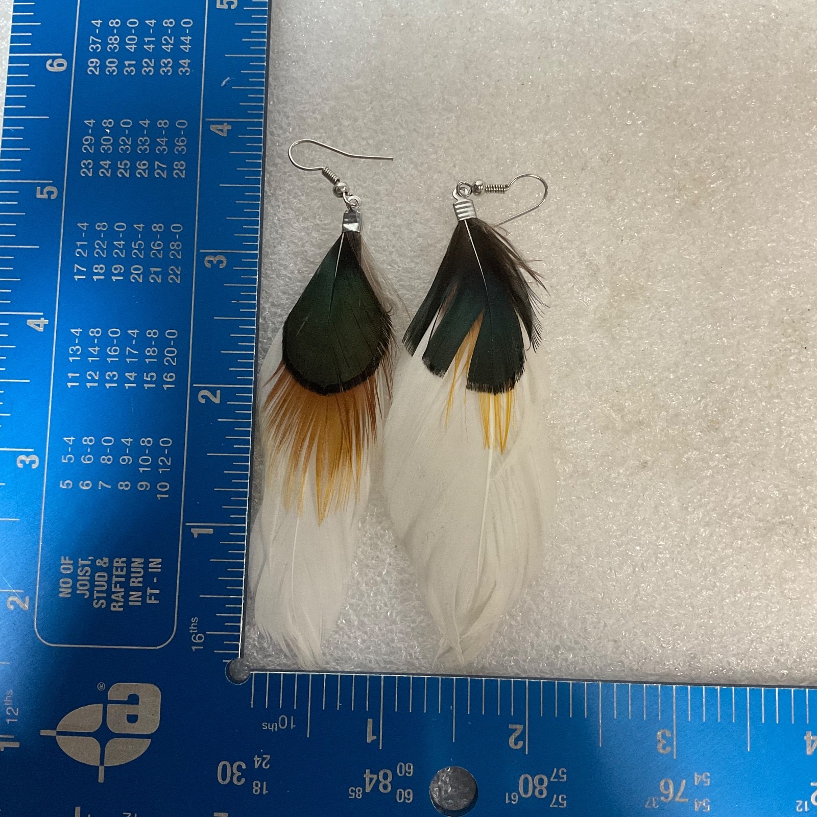 4in Feather Dangle Earrings Lightweight Boho Handmade Hook Style 0.76g - Image 11