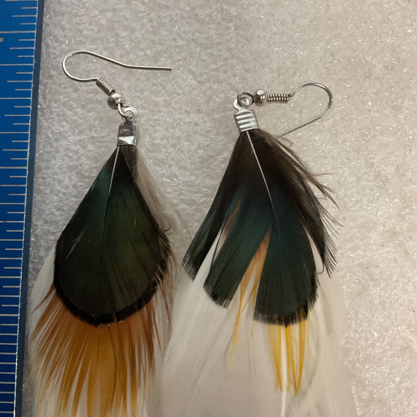 4in Feather Dangle Earrings Lightweight Boho Handmade Hook Style 0.76g - Image 12