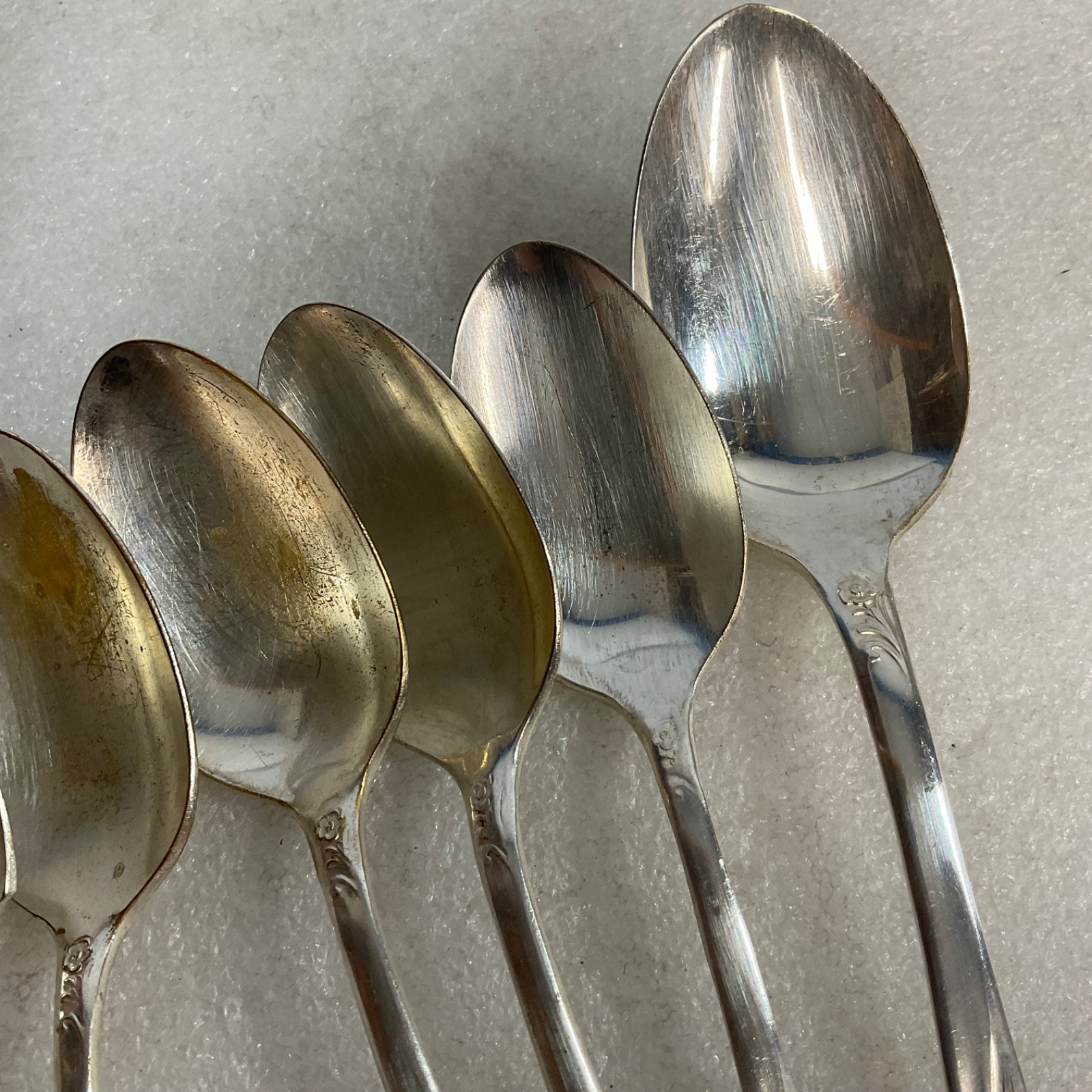 Revelation Silver Plate Spoon Lot 7pc Floral Handle Mixed Flatware - Image 12