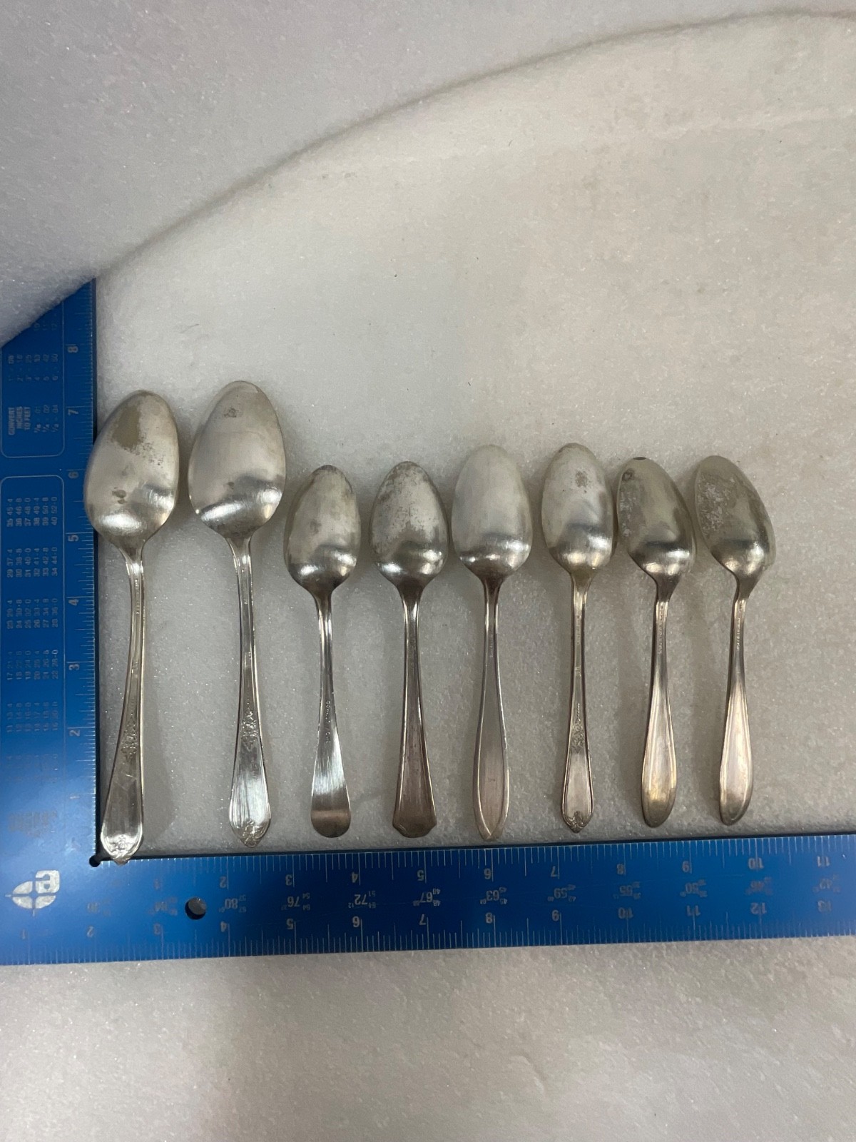 Mixed Silver Plate Spoon Lot 8pc Wm Rogers 1847 Niagara Carlton 5-6in - Image 8