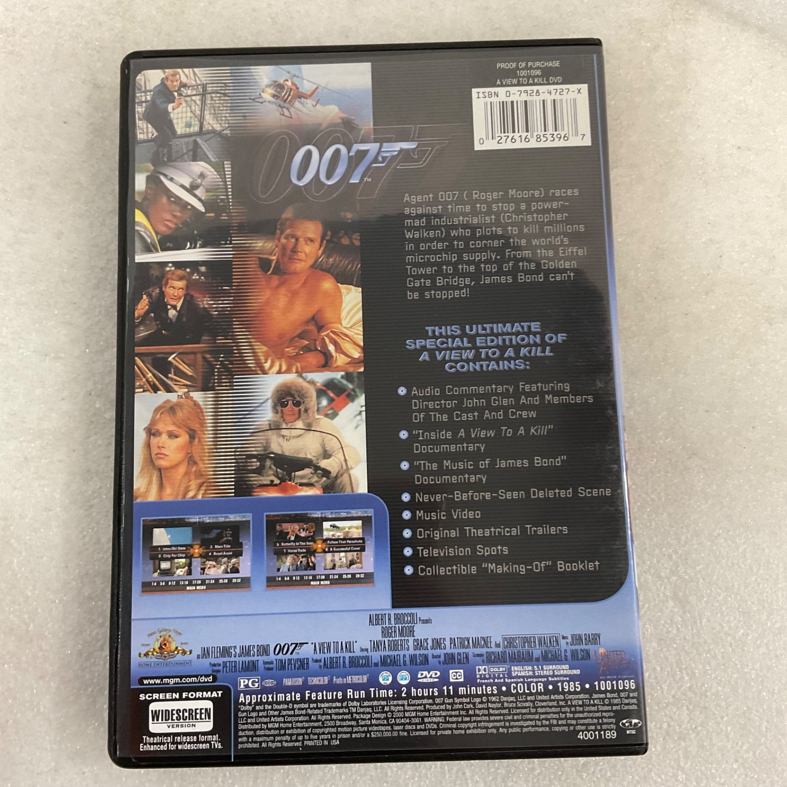 A View To A Kill DVD Special 007 Edition Roger Moore Walken Widescreen - Image 2