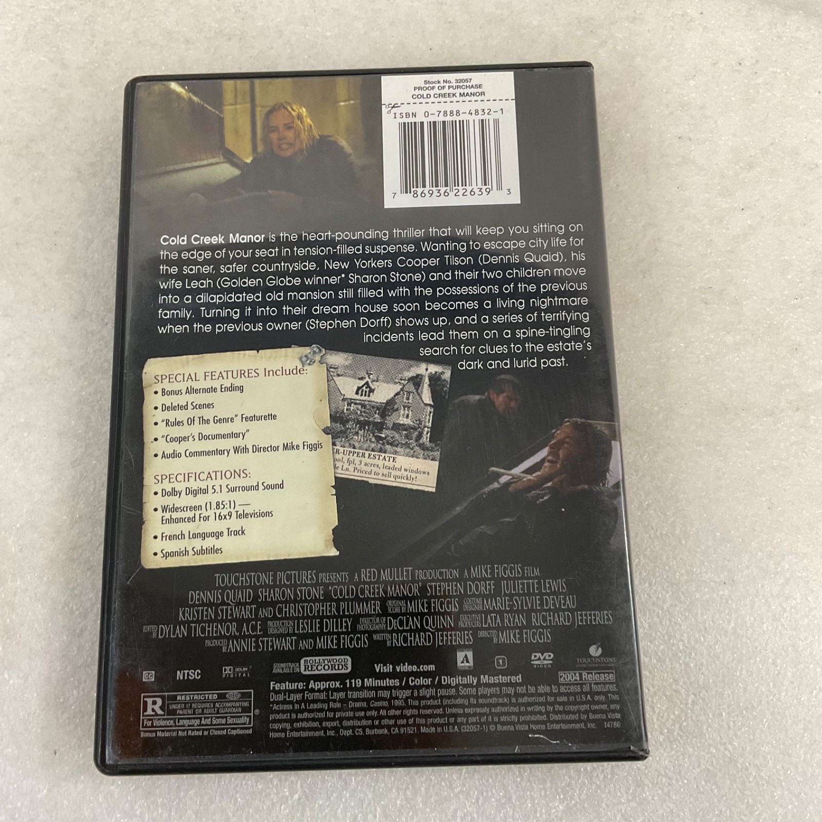 Cold Creek Manor DVD Widescreen Dennis Quaid Sharon Stone Stephen Dorff - Image 2