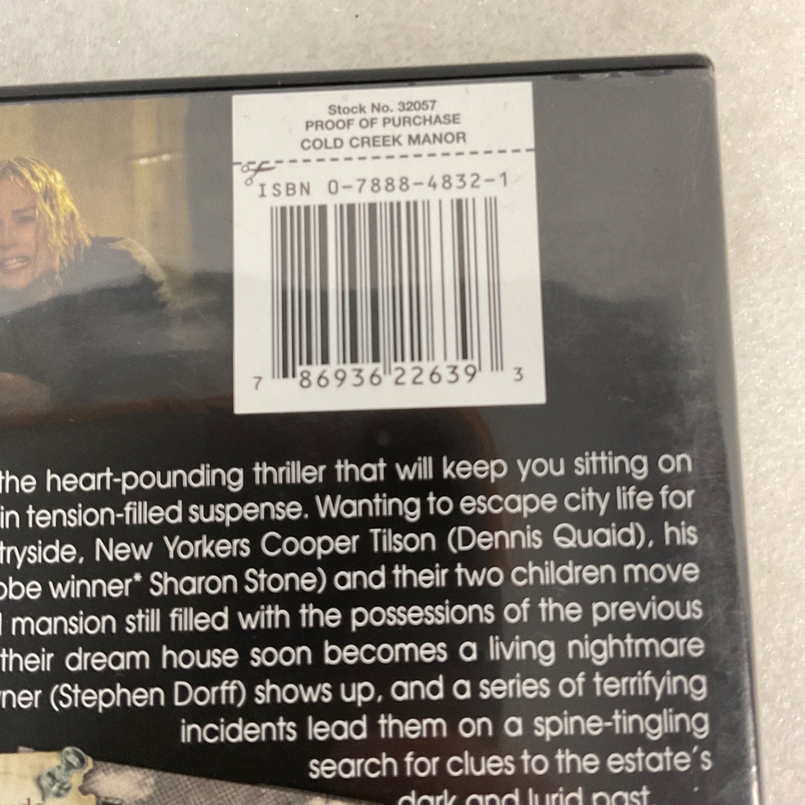 Cold Creek Manor DVD Widescreen Dennis Quaid Sharon Stone Stephen Dorff - Image 3