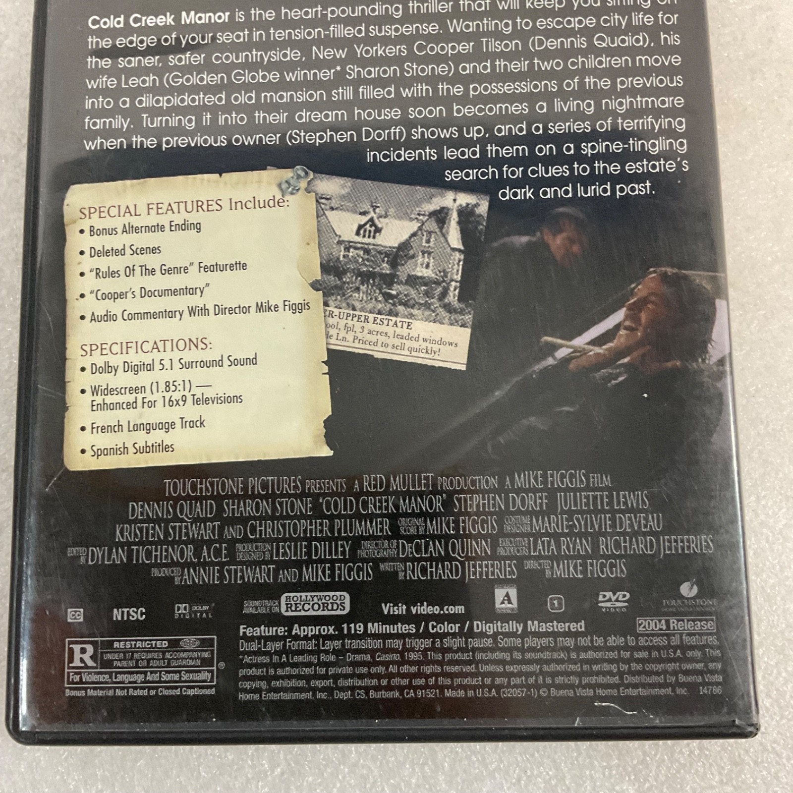 Cold Creek Manor DVD Widescreen Dennis Quaid Sharon Stone Stephen Dorff - Image 5